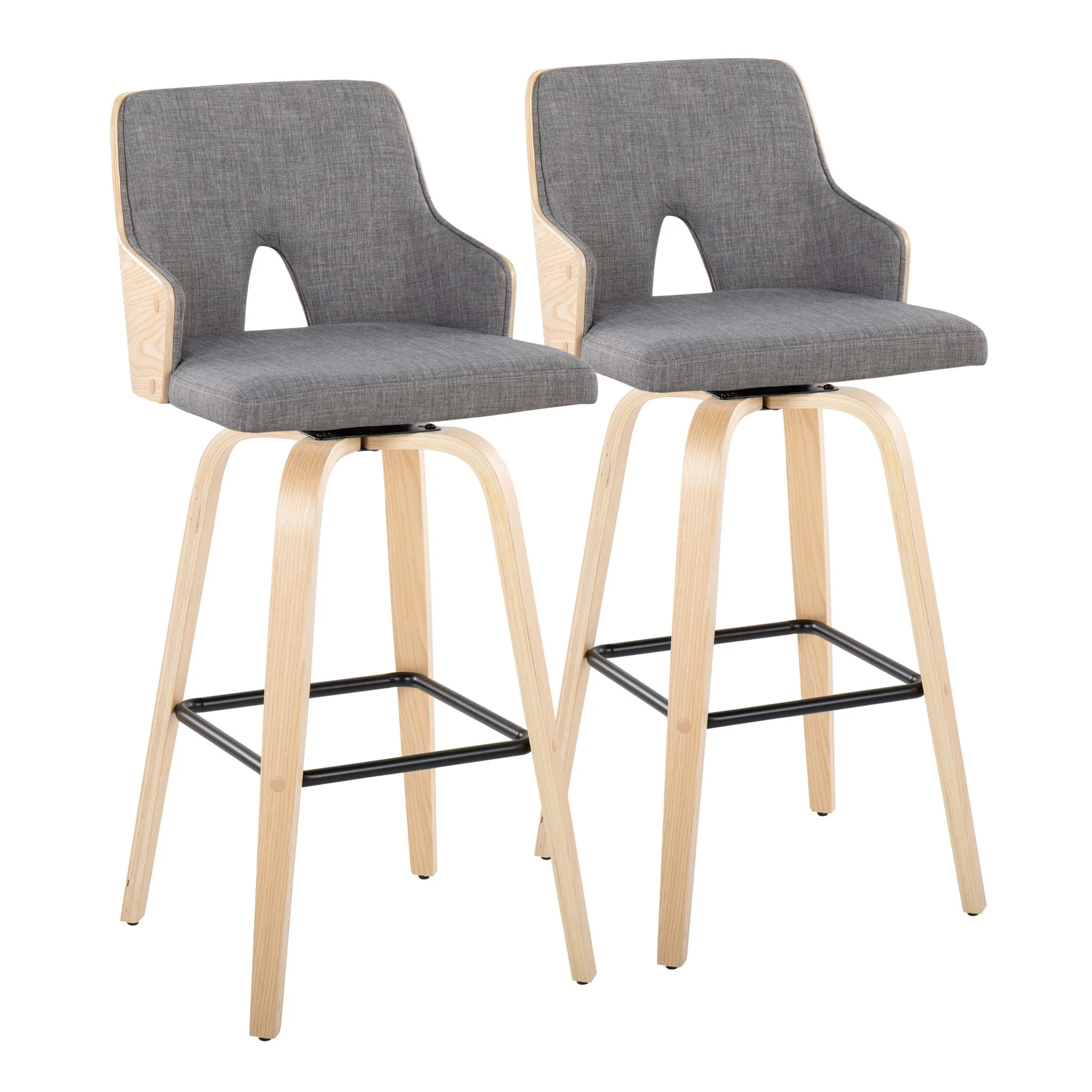 Stella - Contemporary Fixed Height Barstool With Swivel Square Footrest (Set of 2) - Image 2