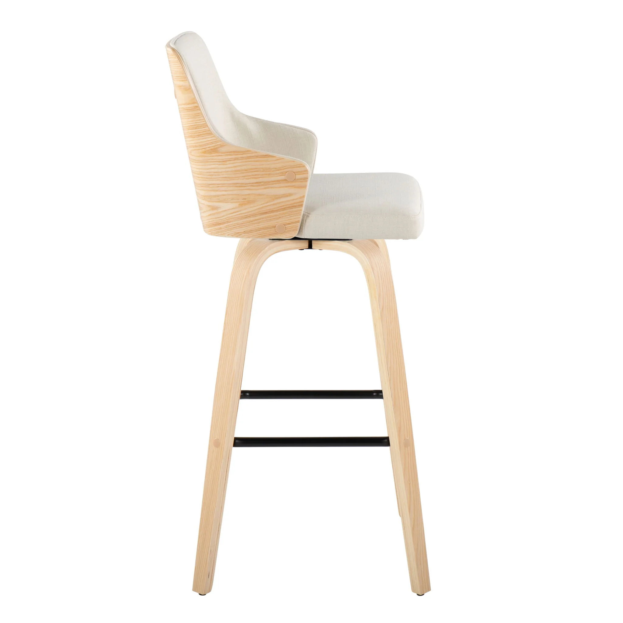 Stella - Contemporary Fixed Height Barstool With Swivel Square Footrest (Set of 2) - Image 5