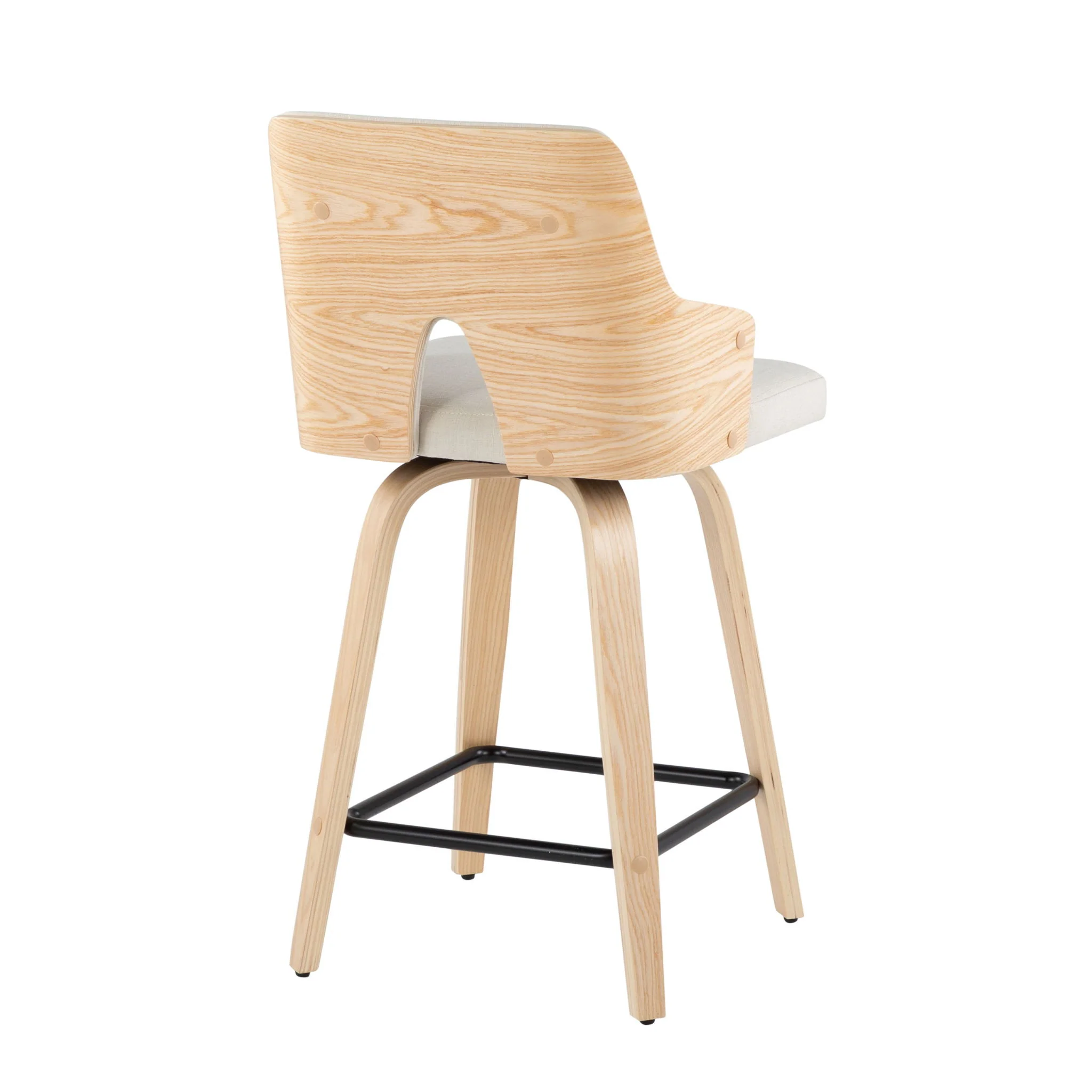 Stella - Contemporary Fixed Height Counter Stool With Swivel Square Footrest (Set of 2) - Image 5