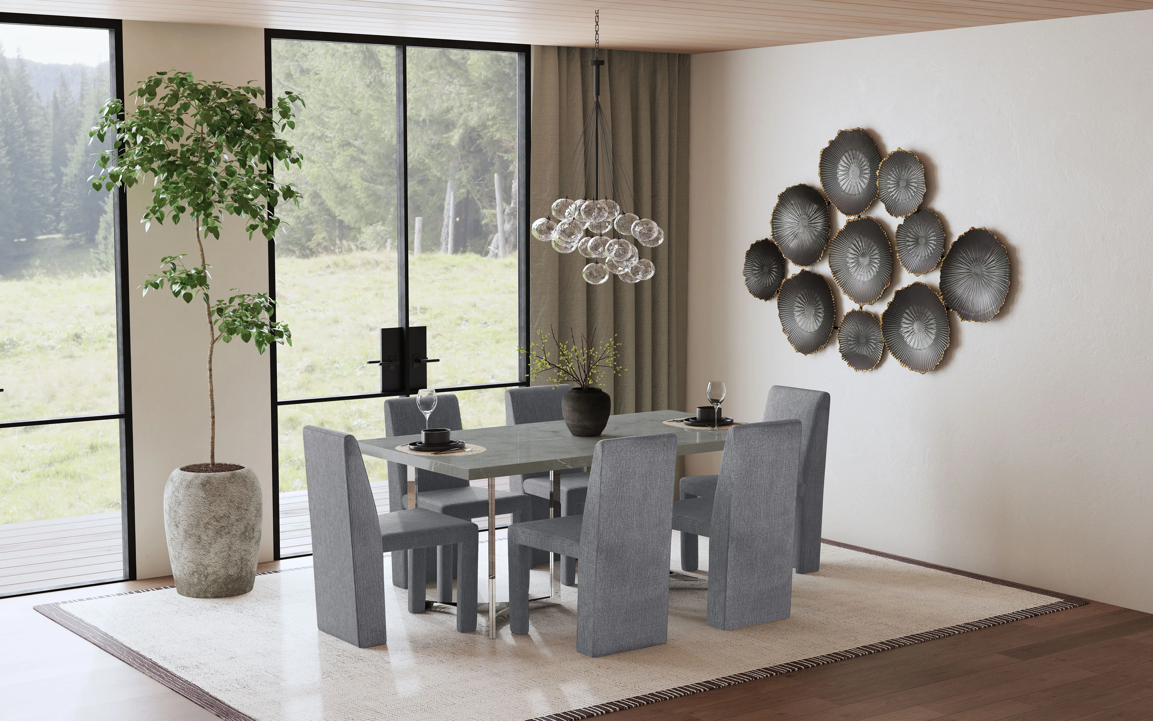 Sterling 72-Inch Grey Faux Marble Dining Table - Image 13