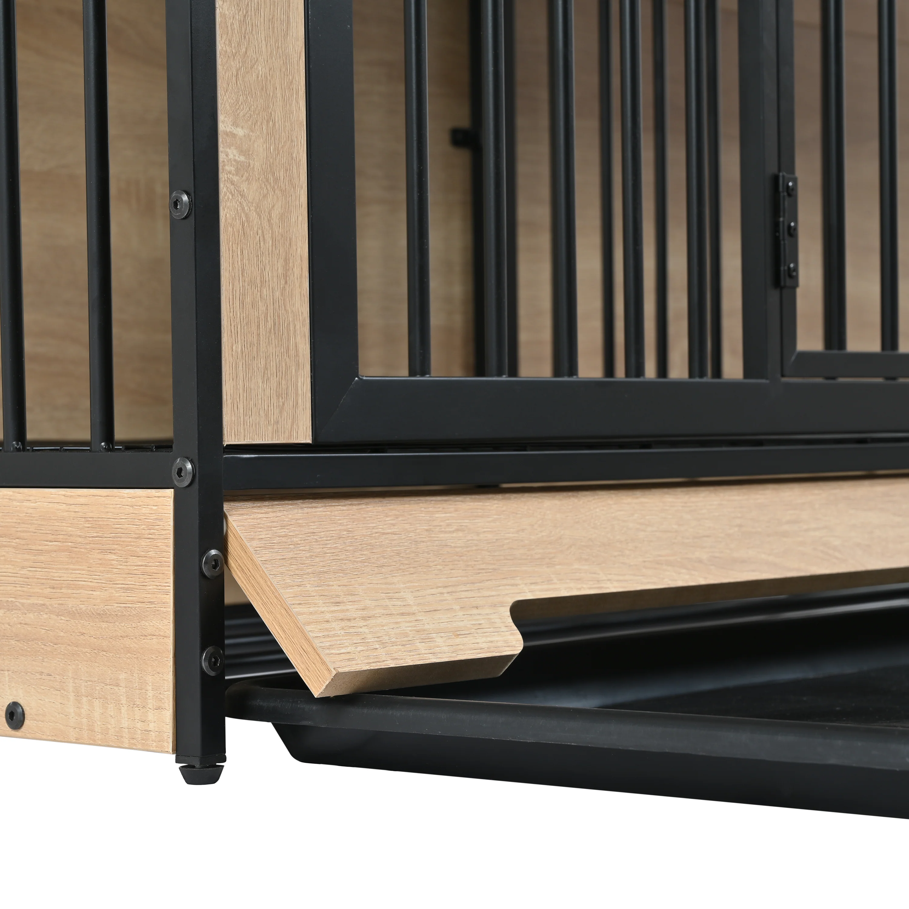 Sterling XL 75-Inch Dual-Suite Dog Crate Furniture with Removable Divider and Dual Trays - Image 12