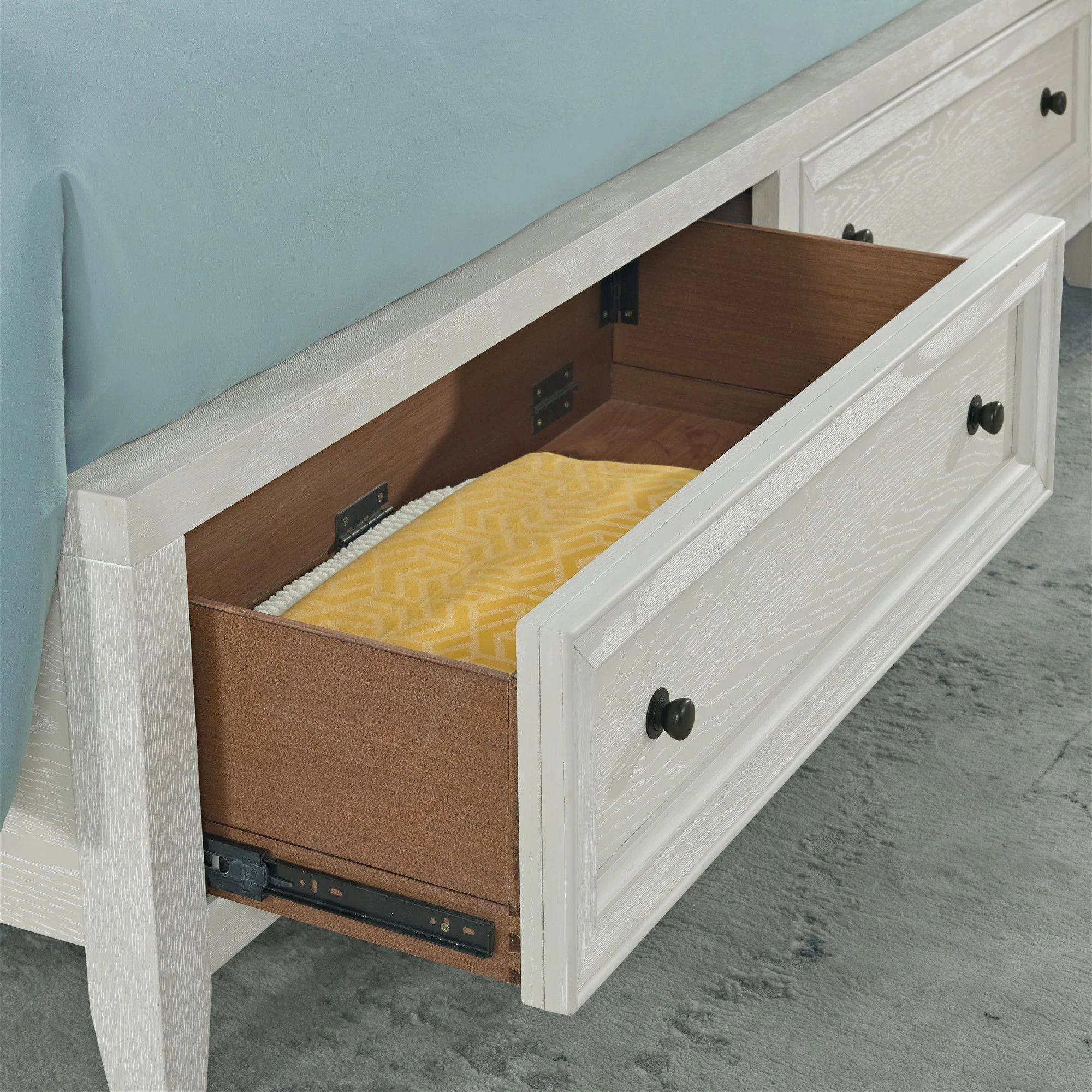 Storage Bed With Panel Headboard And Spacious Footboard Drawers - Image 6