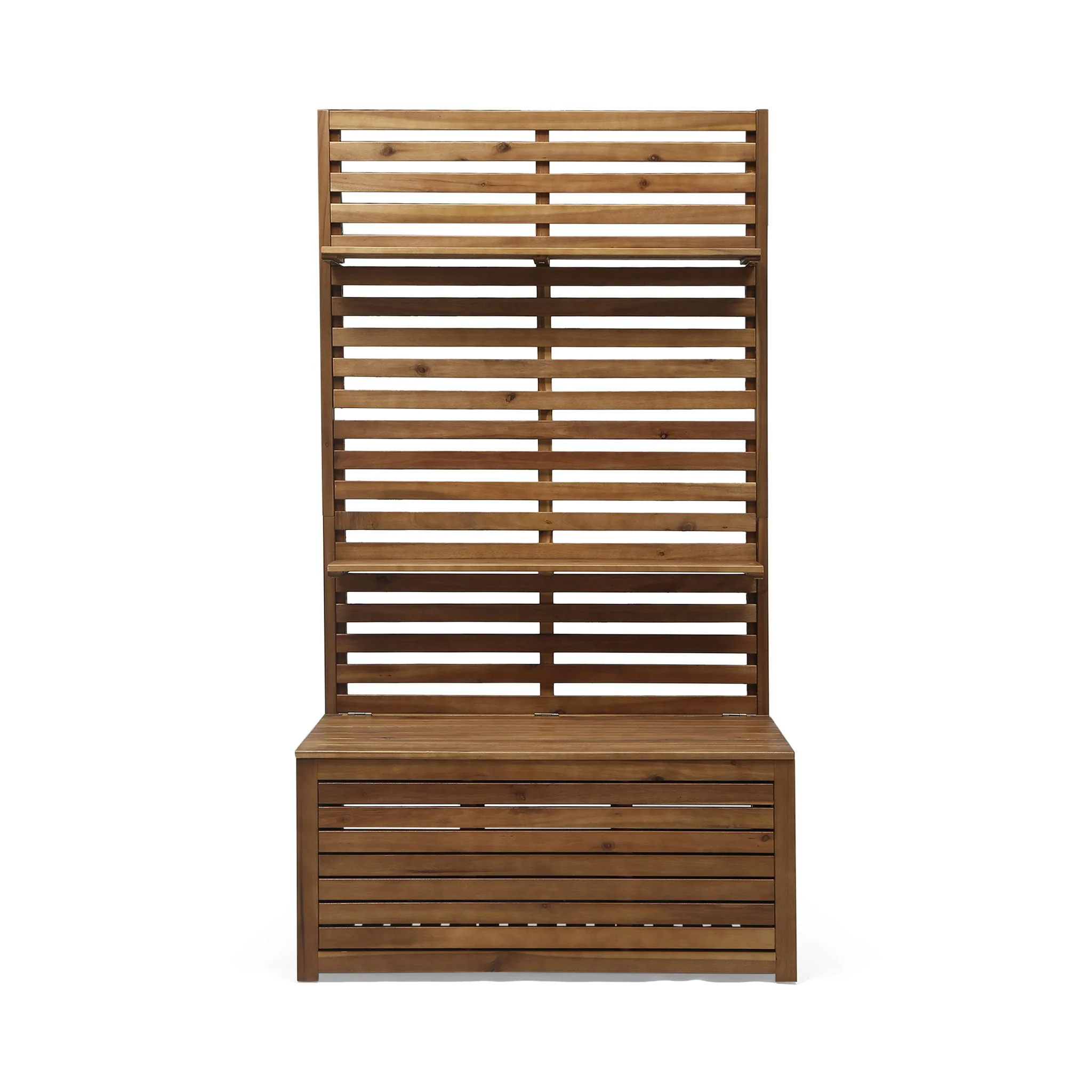 Storage Bench With Rack - Teak - Image 2