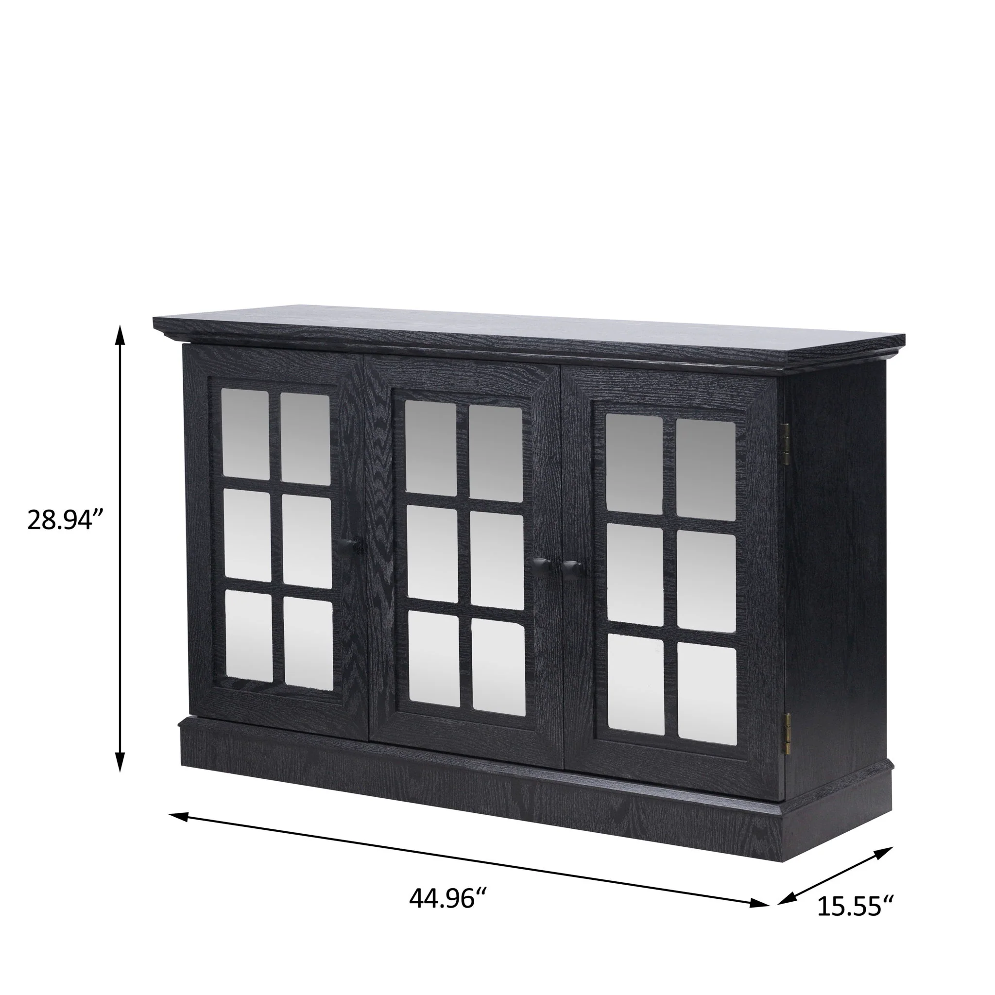 Storage Cabinet With 3 Mirrored Acrylic Doors, Adjustable Shelves - Image 12
