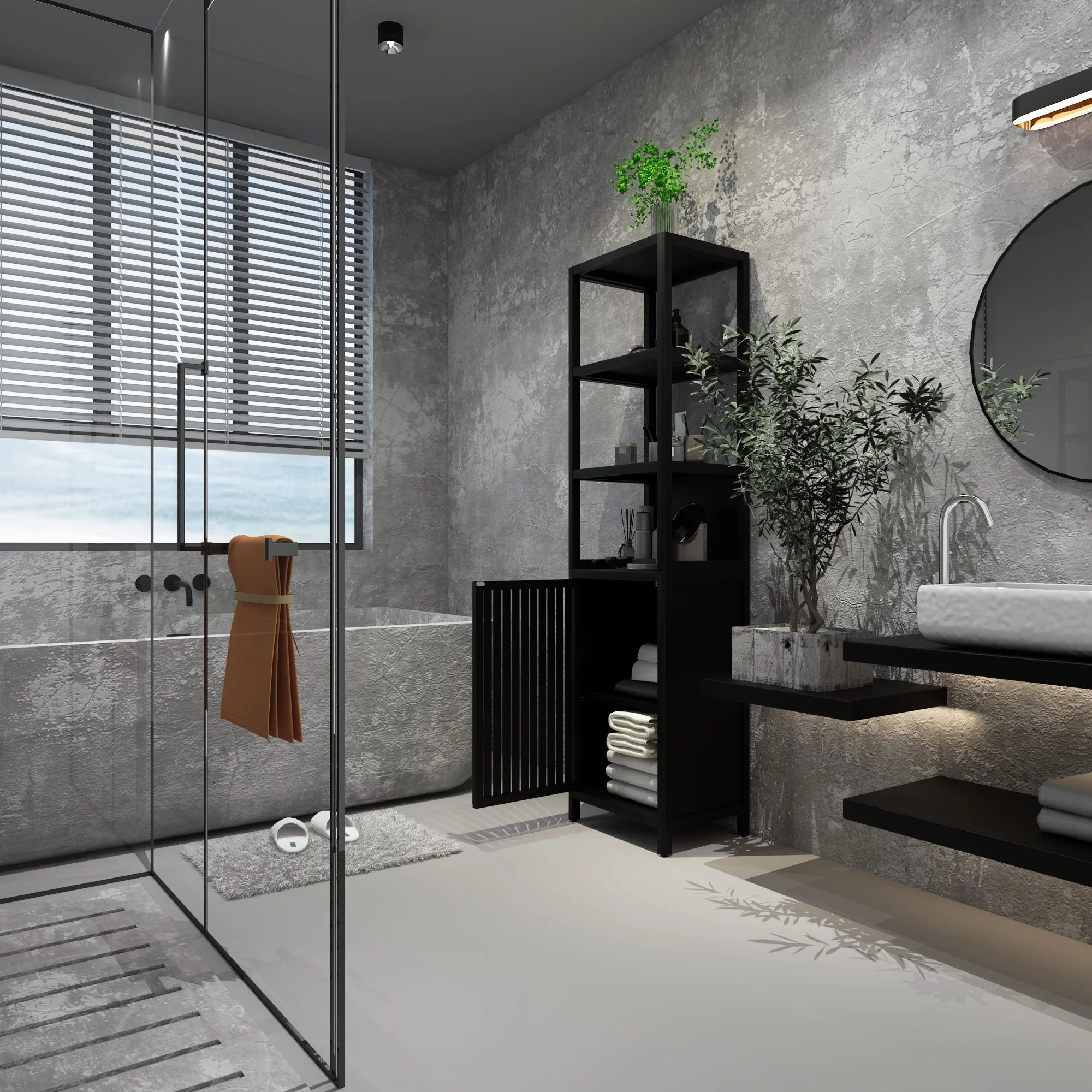 Storage Cabinet With Tall Tower, Multifunctional For Bathroom - Image 18