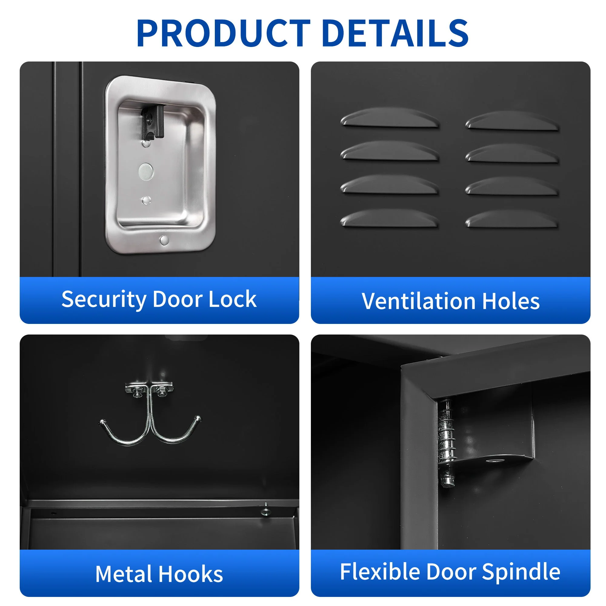 Storage Locker Cabinet With Locks For Employees, Home Gym Office School Garage - Black - Image 9