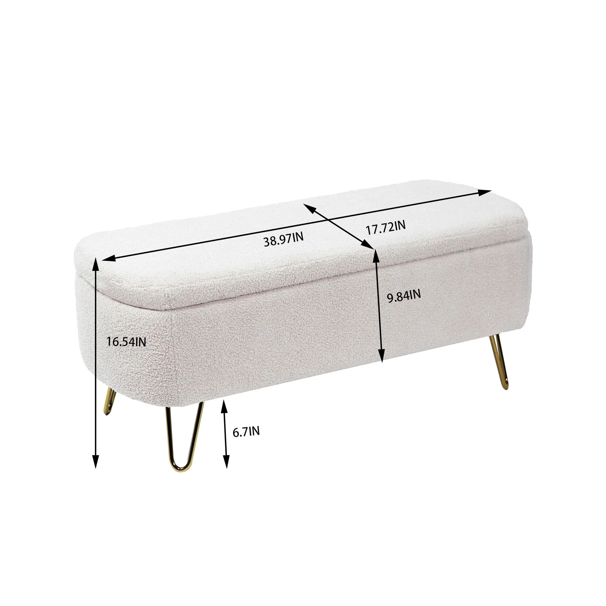 Storage Ottoman Bench For End Of Bed Legs, Modern Camel Faux Fur Entryway Bench Upholstered Padded With Storage For Living Room Bedroom - Image 7