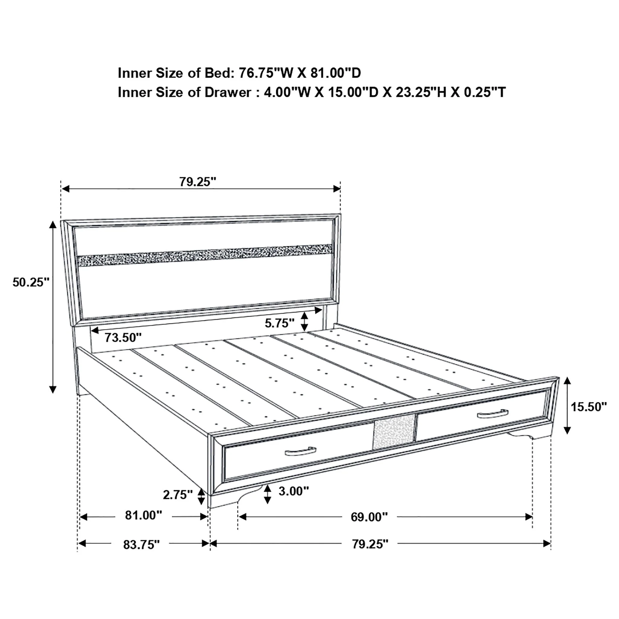 Storage Platform Bed 2 Drawer - Image 17
