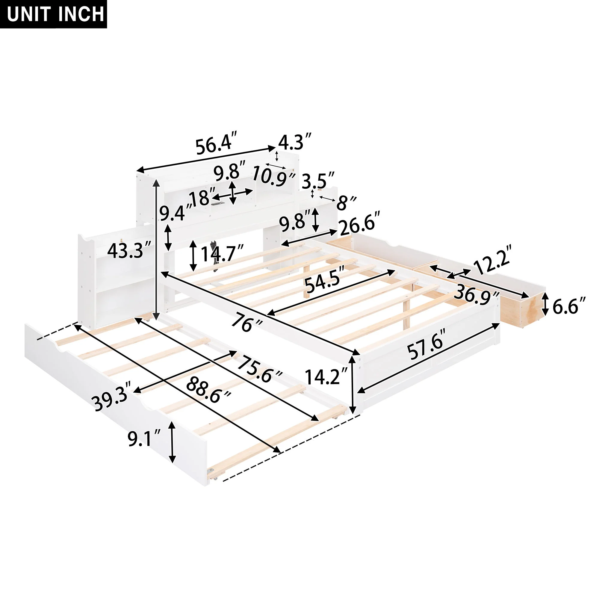 Storage Platform Bed With Pull Out Shelves, Trundle, And 2 Drawers - Image 17