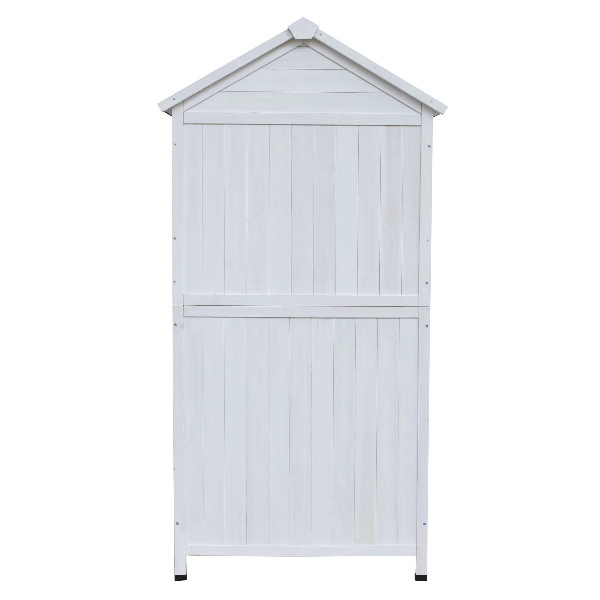 Storage Shed Garden Building Outdoor Tool Organizer Wood 34x67in White - Image 4