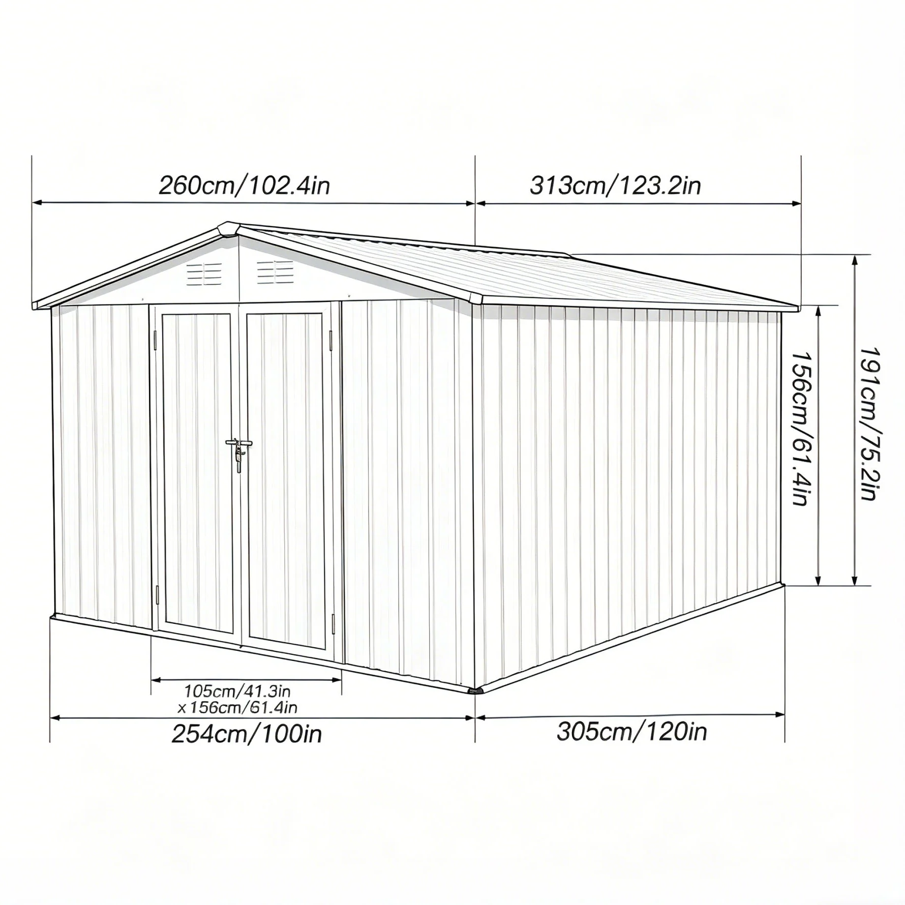 Storage Shed Garden Building Waterproof Metal Outdoor Utility 10x8ft - Image 4