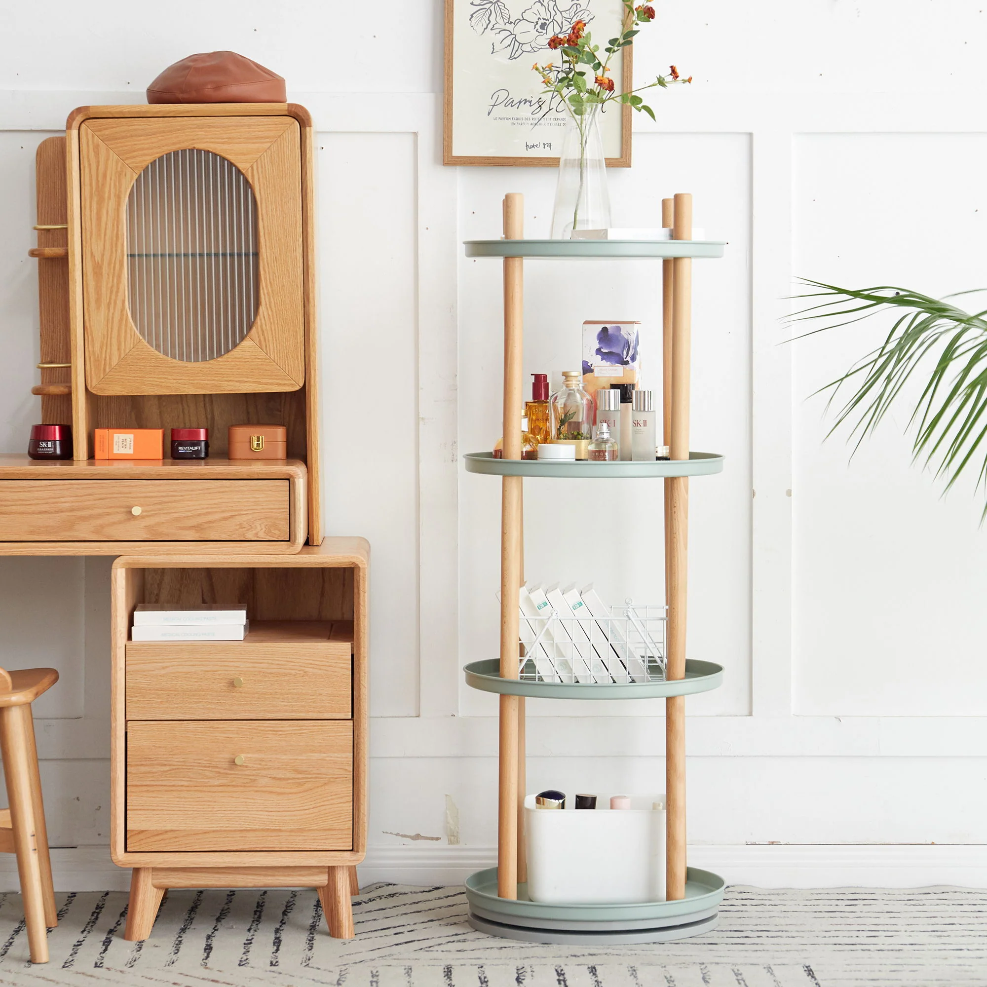 Storage Shelf, 360° Rotating Bookshelf, Bookcase With Large-Capacity Storage Space, Multifunctional Storage Rack, Compact Design For Living Room - Image 3