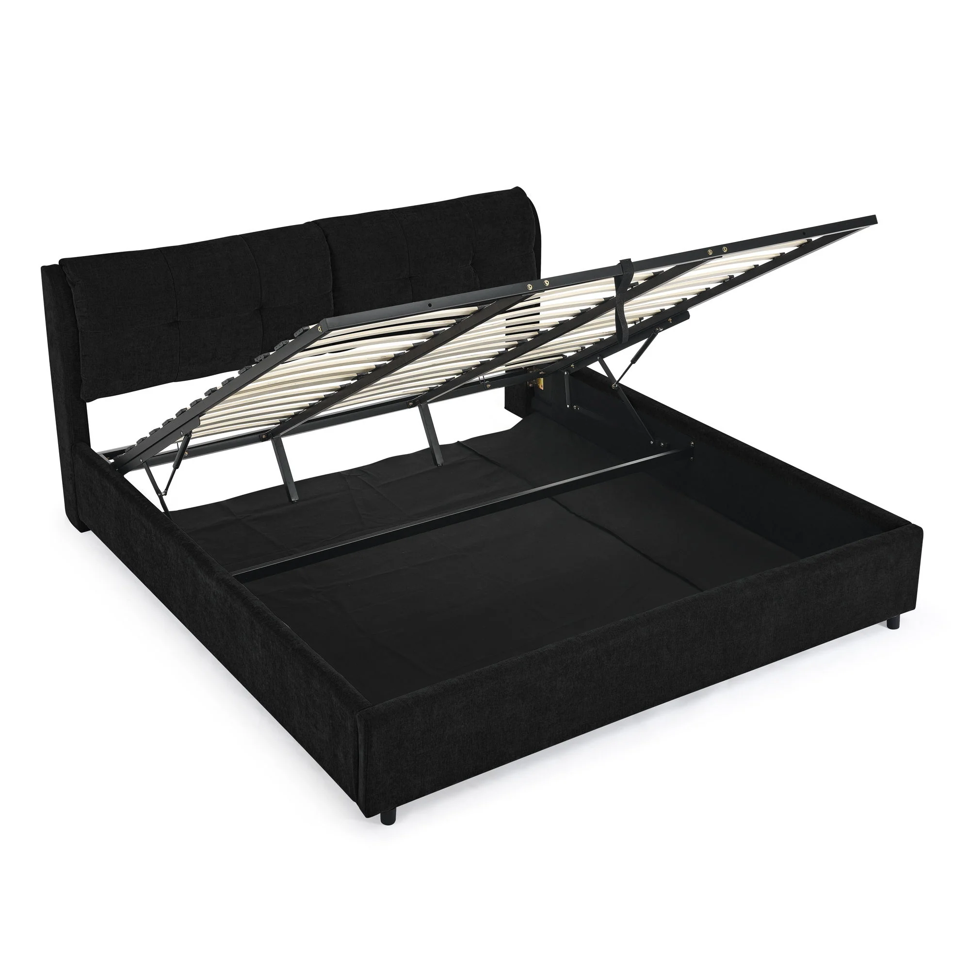 Storage Upholstered Hydraulic Platform Bed With Integrated Headboard - Image 3