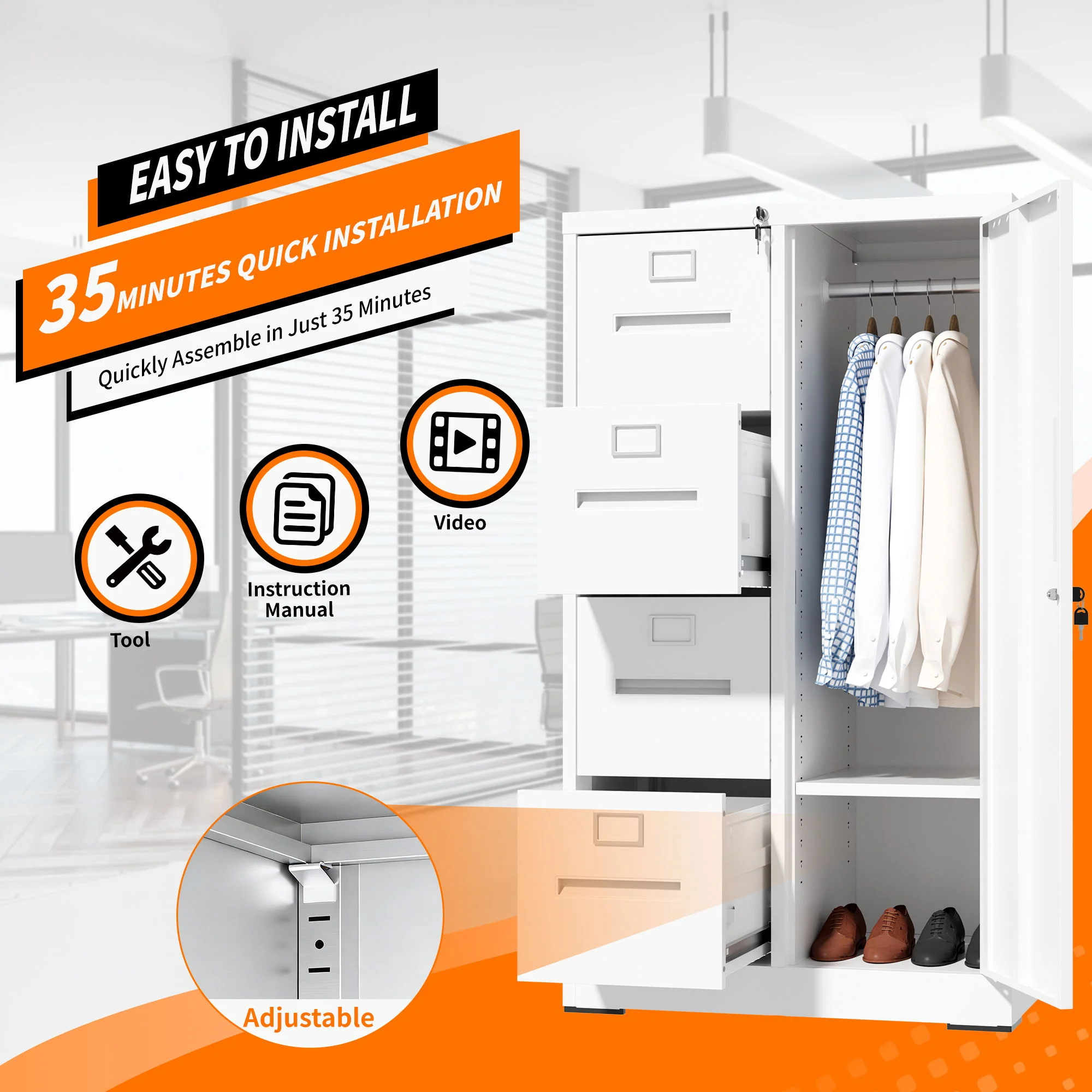 Storage Vertical Filing Cabinet With Lock - Image 10