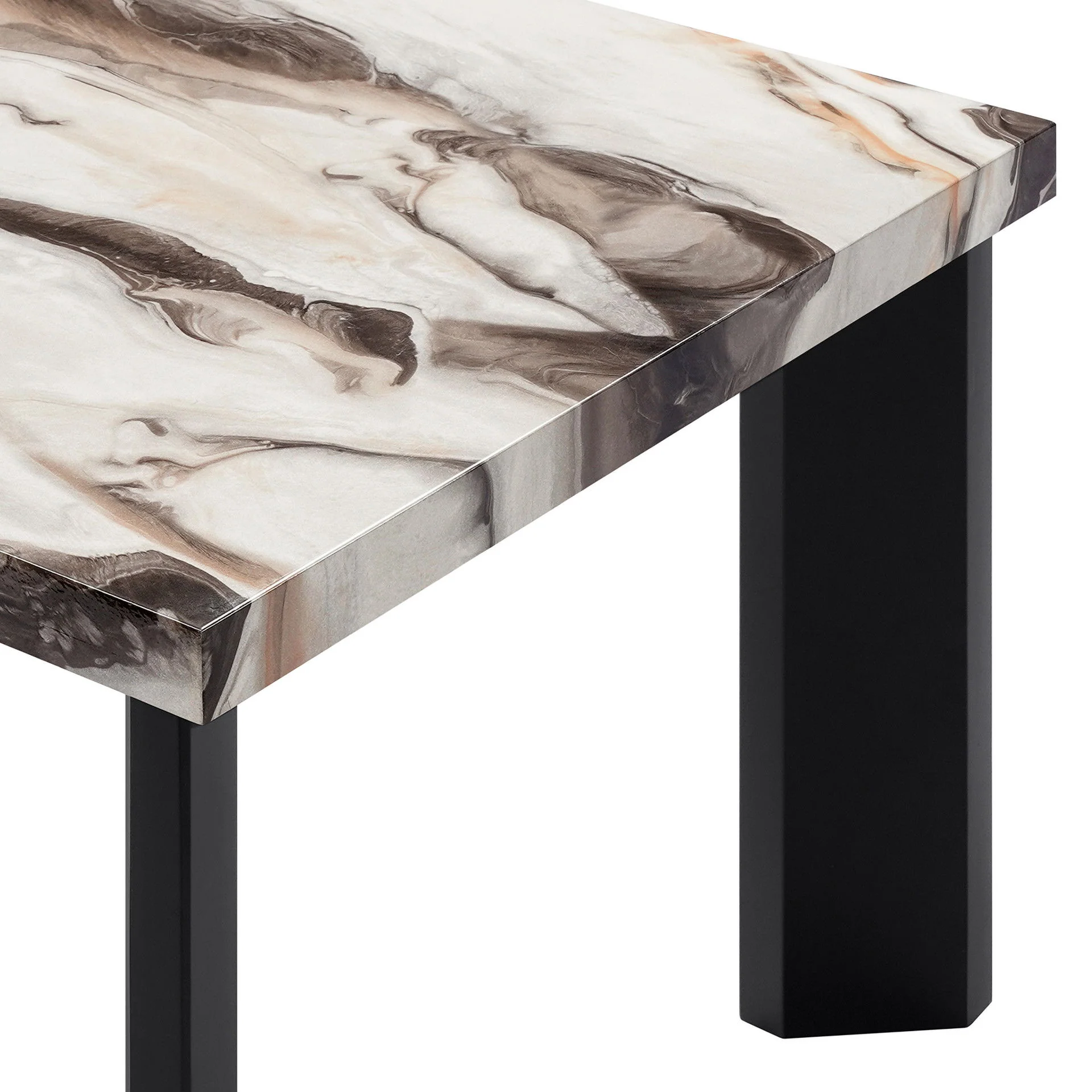 Strata - Faux Marble 3 Piece Occasional Set (1 Coffee & 2 End Tables) - Black / White - Image 6
