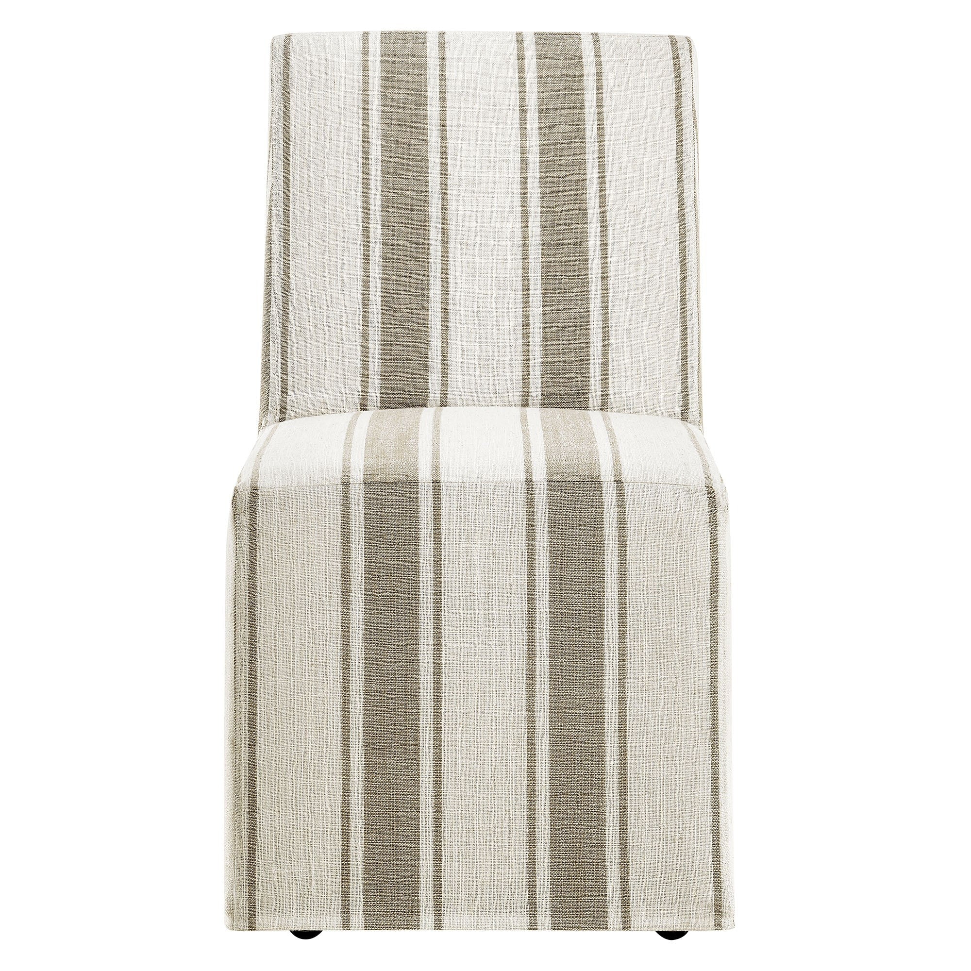 Striped Slipcovered Parsons Dining Side Chair with Hidden Casters - Image 4