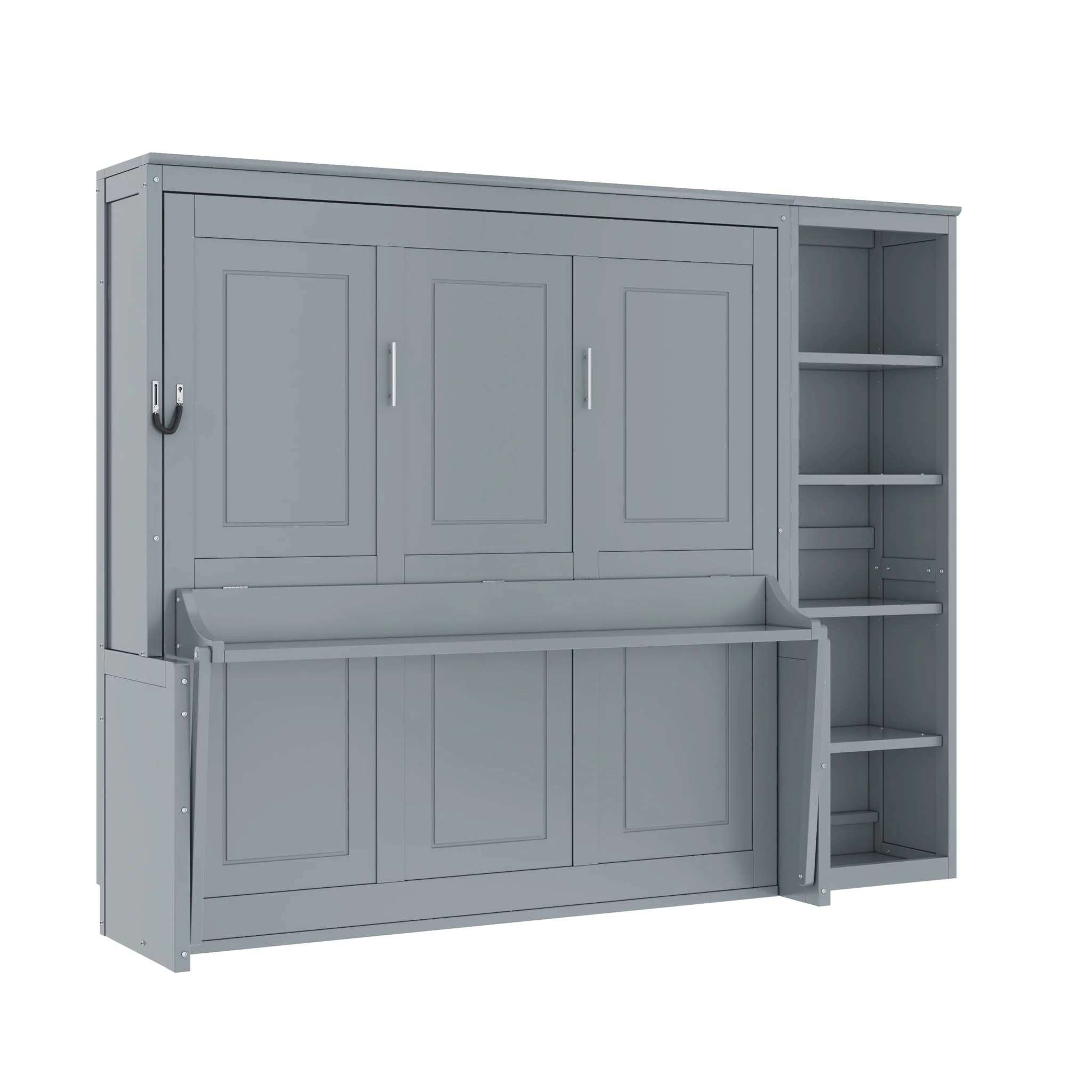 Sturdy Murphy Bed With Desk And Bookshelf - Image 2
