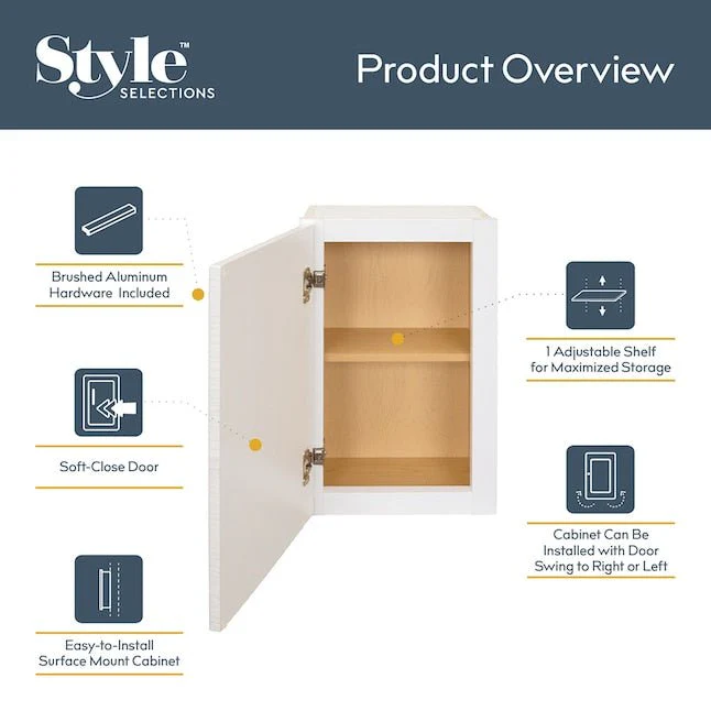 Style Selections Acadia White Bathroom Wall Cabinet - Image 3