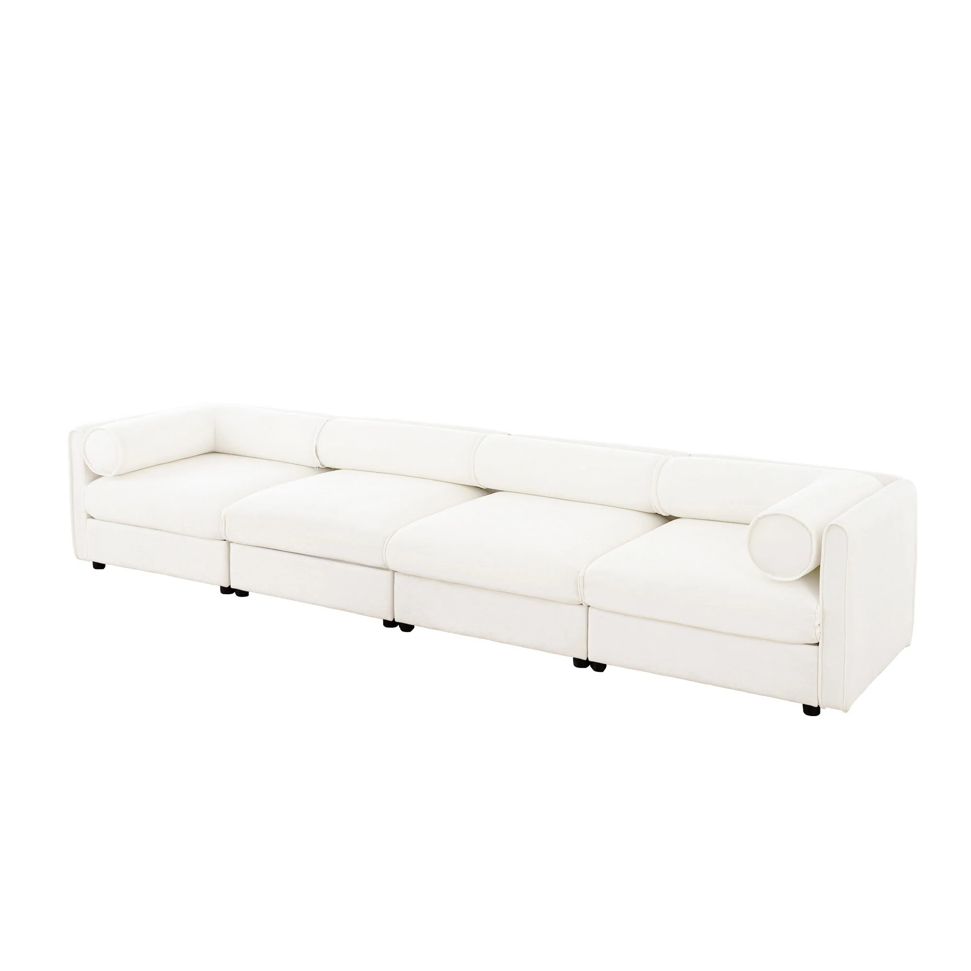 Stylish Sofa With Storage Seat And Cylindrical Backrest - Image 3