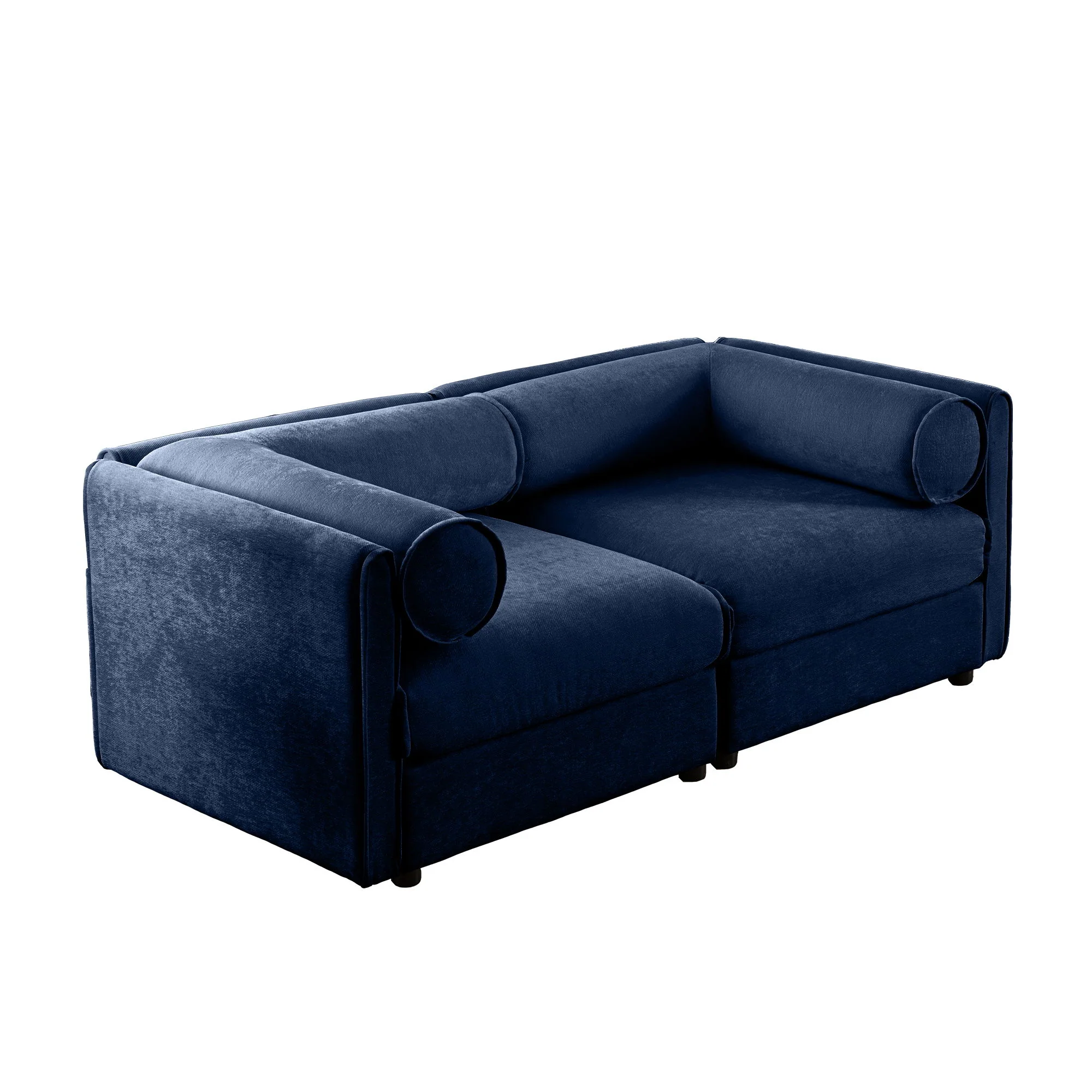 Stylish Sofa With Storage Seat And Cylindrical Backrest - Image 4