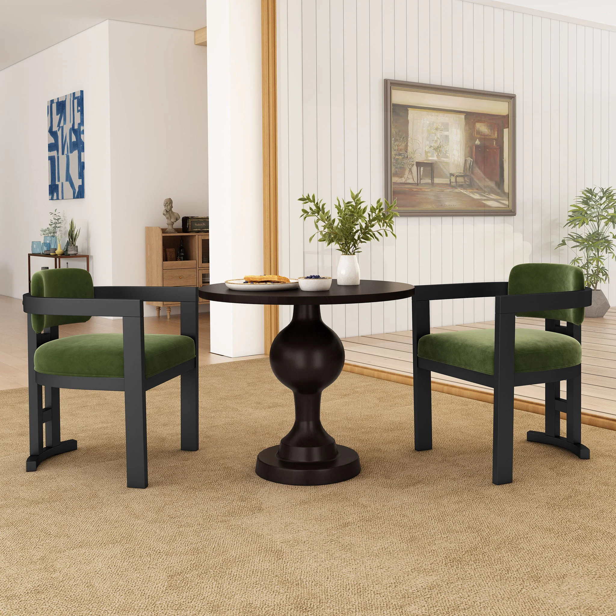 Stylish Indoor Upholstered Wood Dining Chair (Set of 2) - Image 6