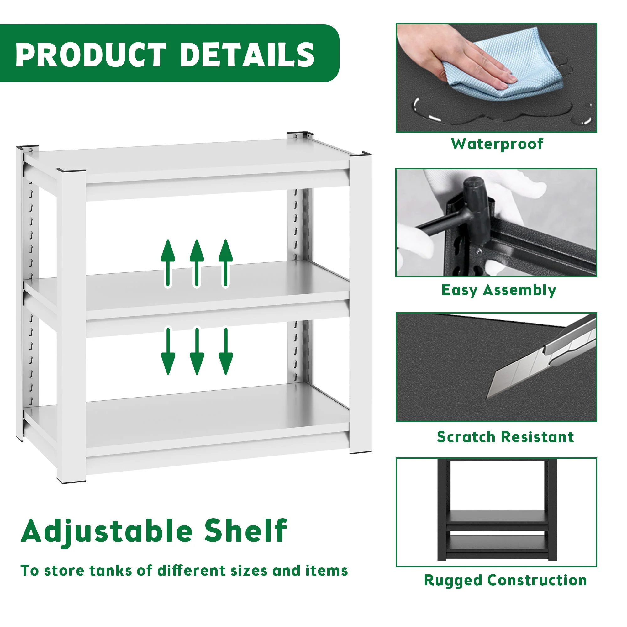 Stylish Metal rium Stand For 20 - 30 Gallon Tanks, 3 Tier Adjustable Shelf - Image 8