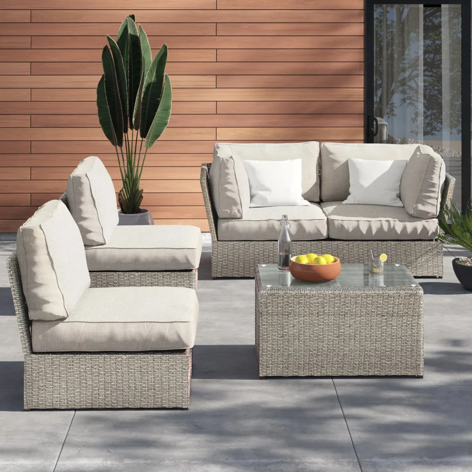 Stylish Modular Wicker Patio Seating Group - Image 21