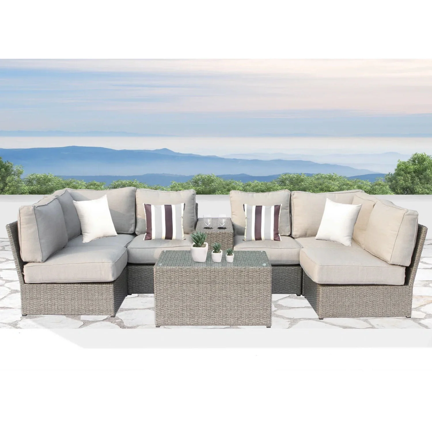 Stylish Modular Wicker Patio Seating Group - Image 26
