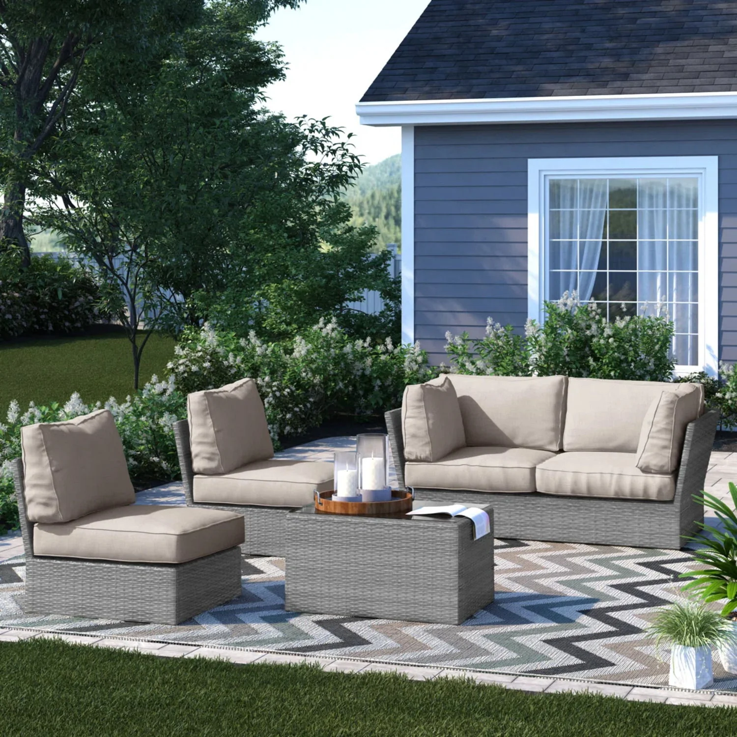 Stylish Modular Wicker Patio Seating Group - Image 9