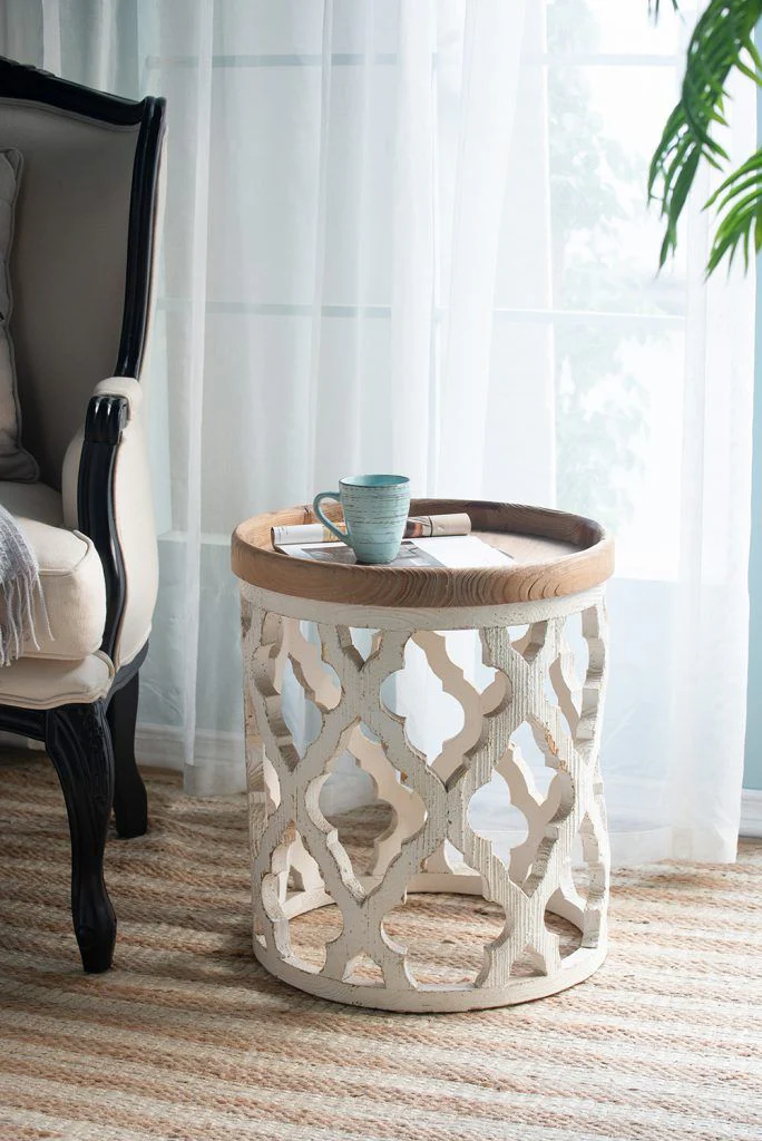 Stylish Rustic Round Wooden Table - Image 8