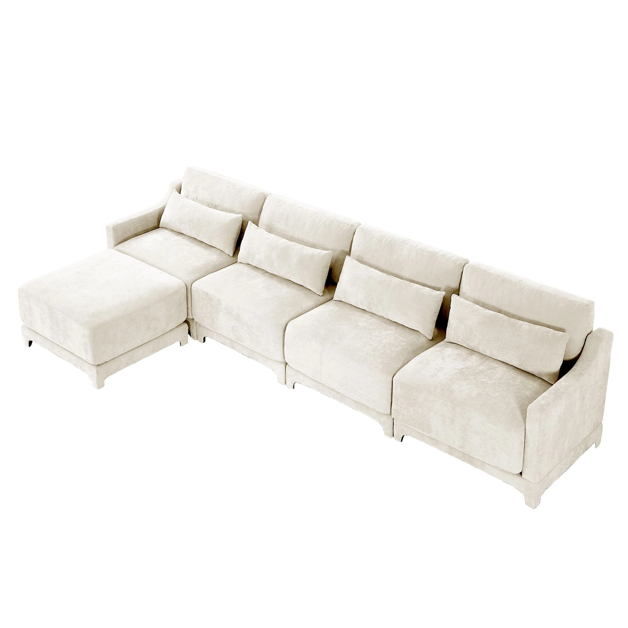 Stylish Sofa With Ottoman And Lumbar Pillows, Ergonomic Design - Image 2