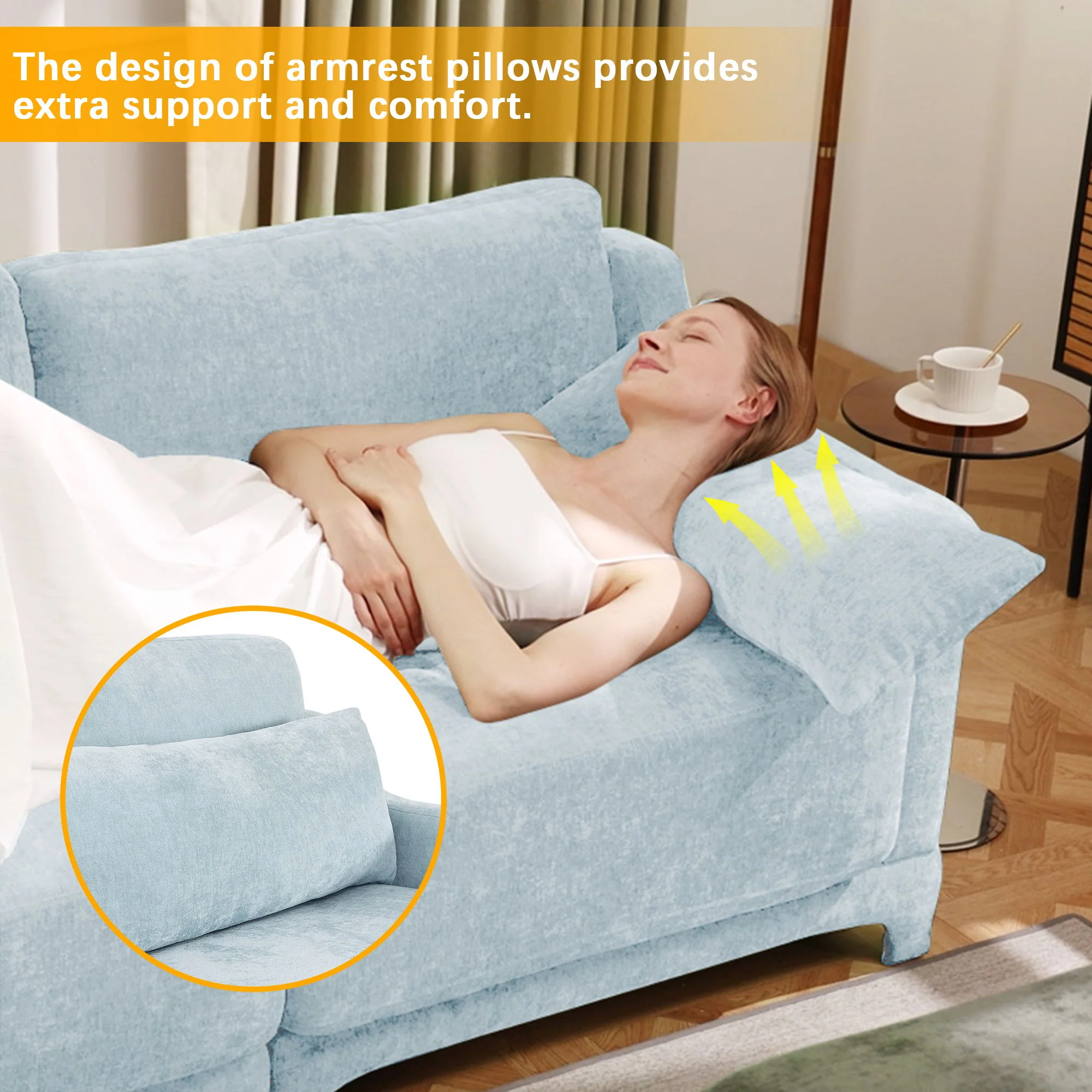 Stylish Sofa With Ottoman And Lumbar Pillows, Ergonomic Design - Image 35