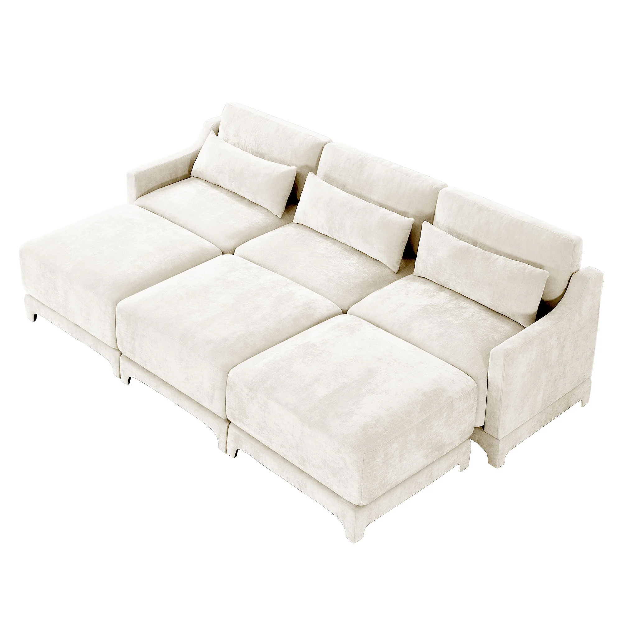 Stylish Sofa With Ottoman And Lumbar Pillows, Ergonomic Design - Image 7