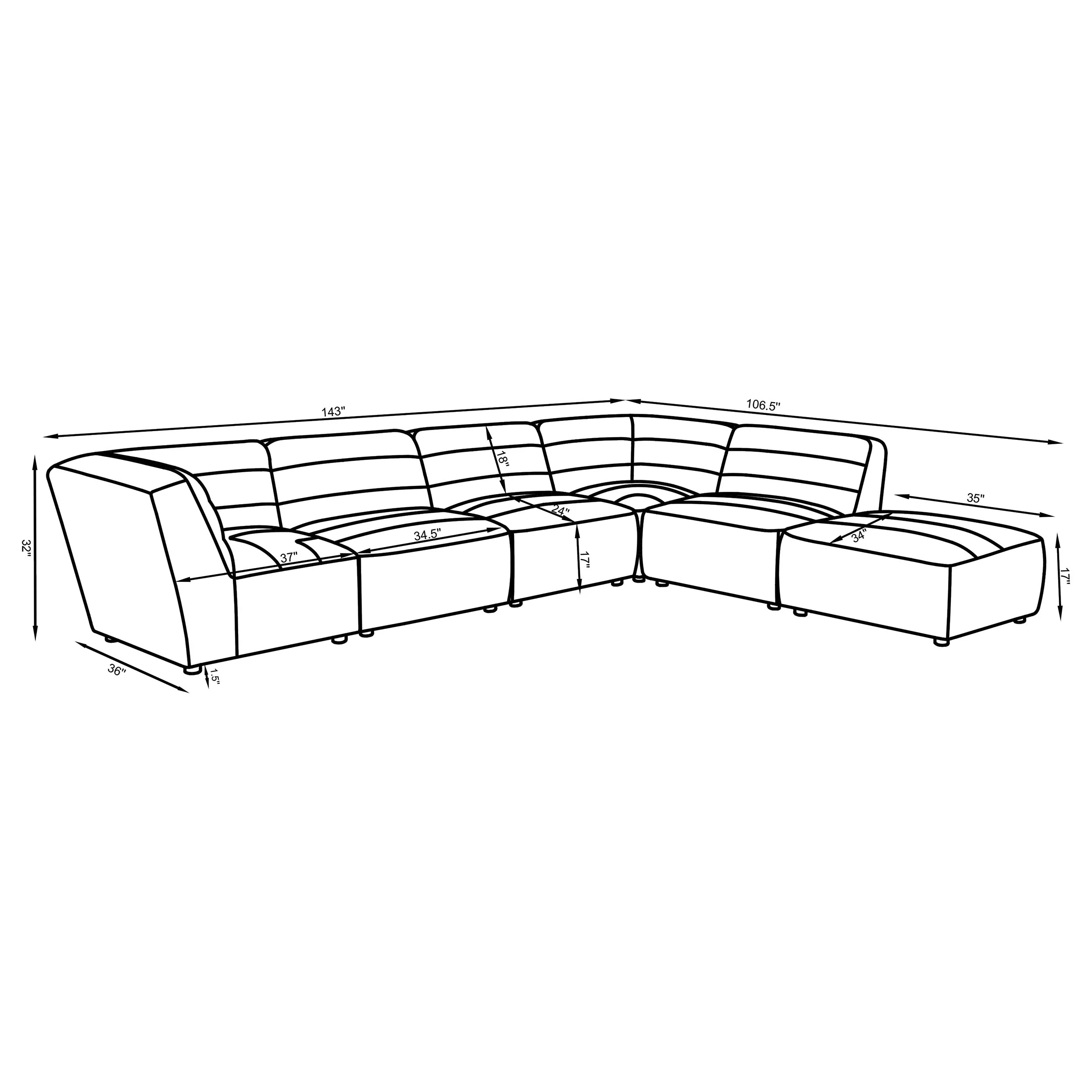 Sunny 6-Piece Upholstered Modular Sectional Sofa, Ivory - Image 11