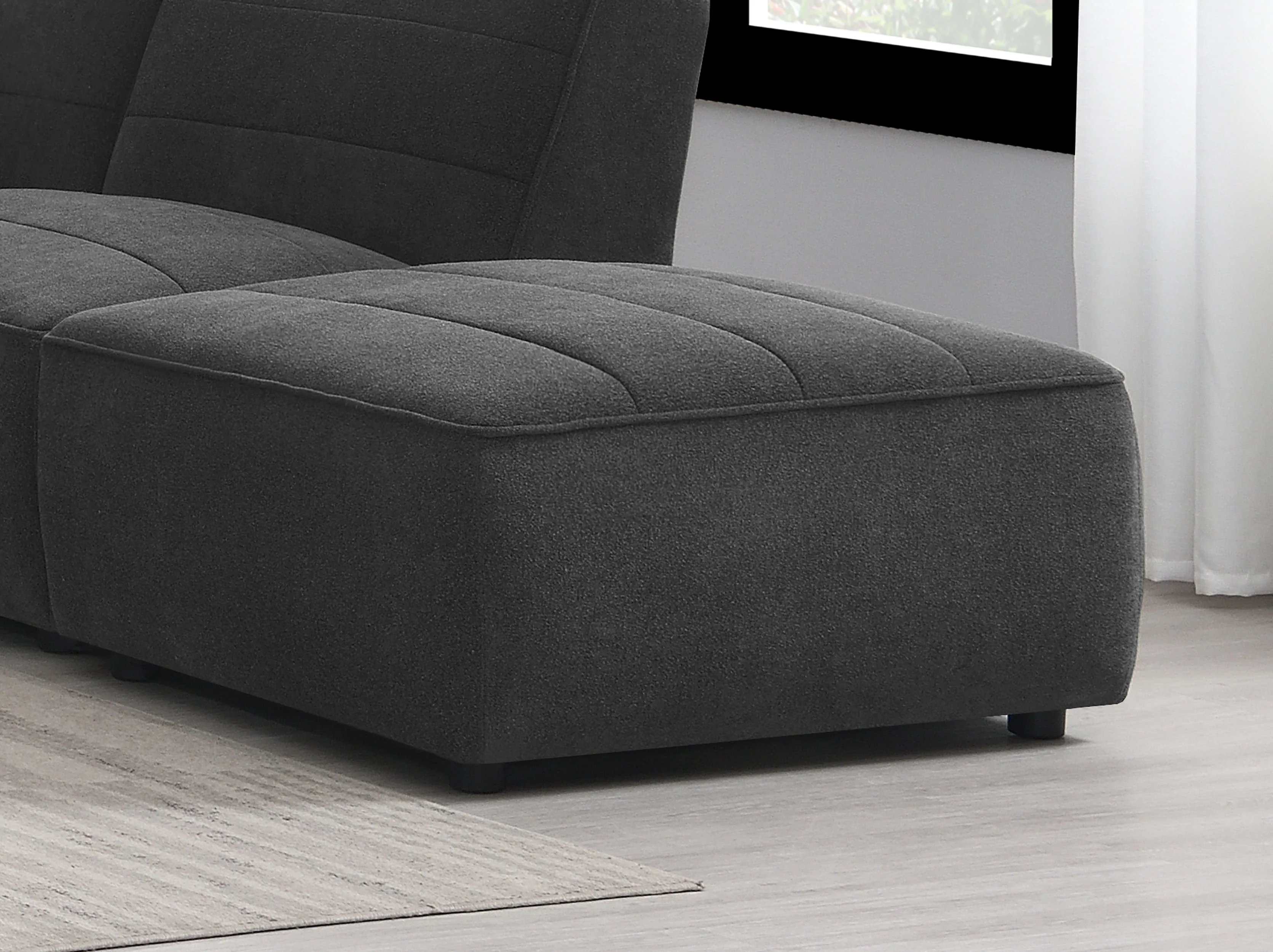 Sunny Square Upholstered Ottoman Dark Charcoal - Image 2
