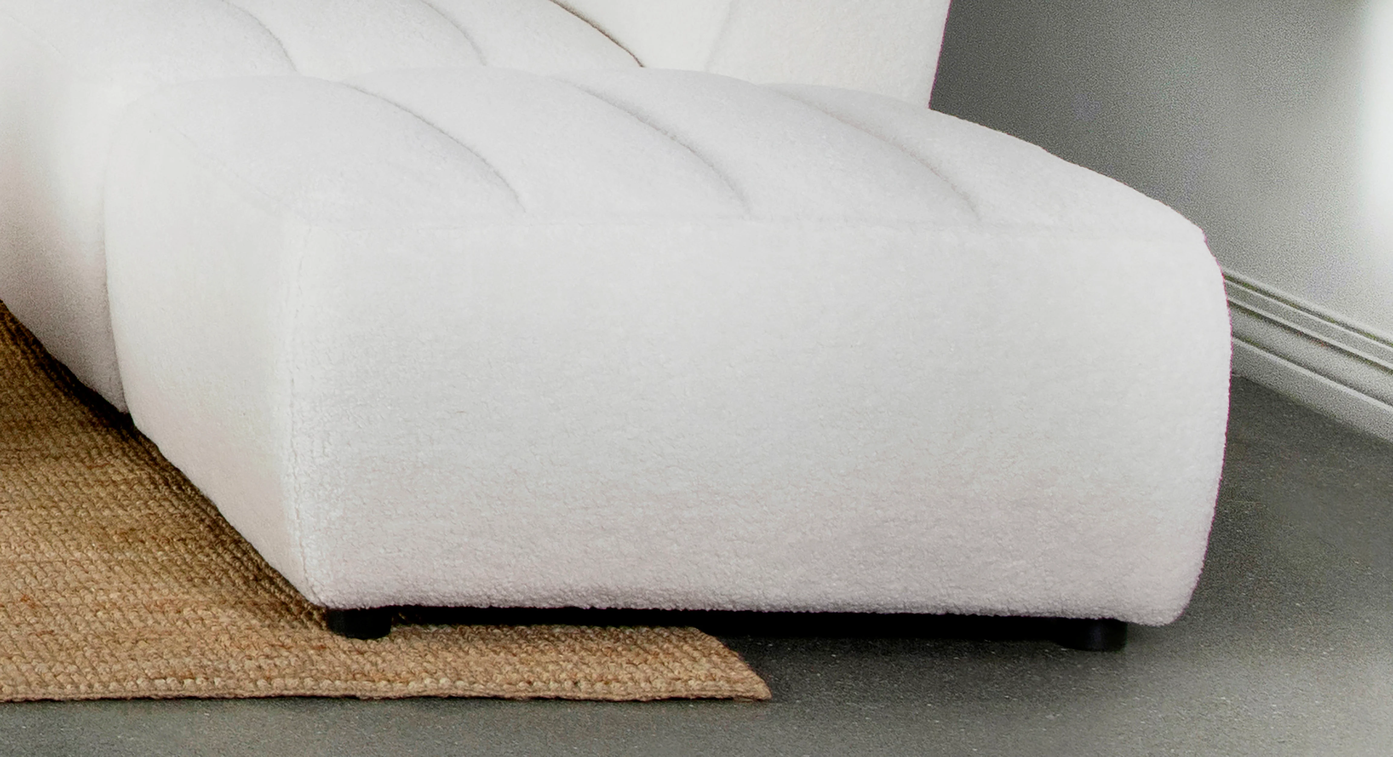Sunny Square Upholstered Ottoman in Ivory - Image 3