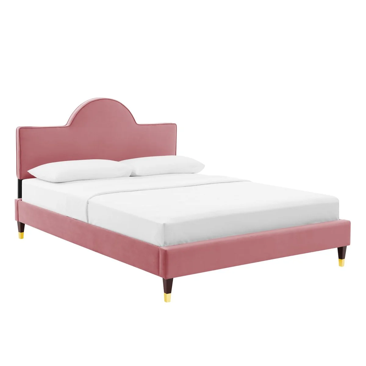 Sunrise Arch Performance Velvet Platform Bed with Gold Detail - Image 21