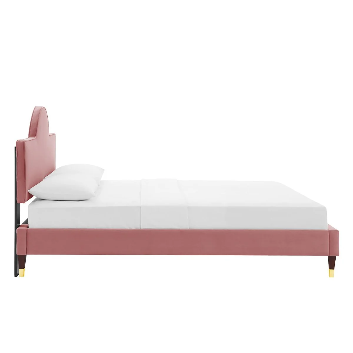 Sunrise Arch Performance Velvet Platform Bed with Gold Detail - Image 25