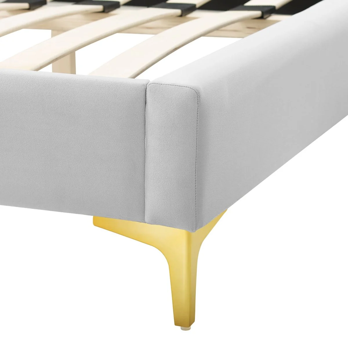 Sunrise Arch Performance Velvet Platform Bed with Gold Metal Legs - Image 10