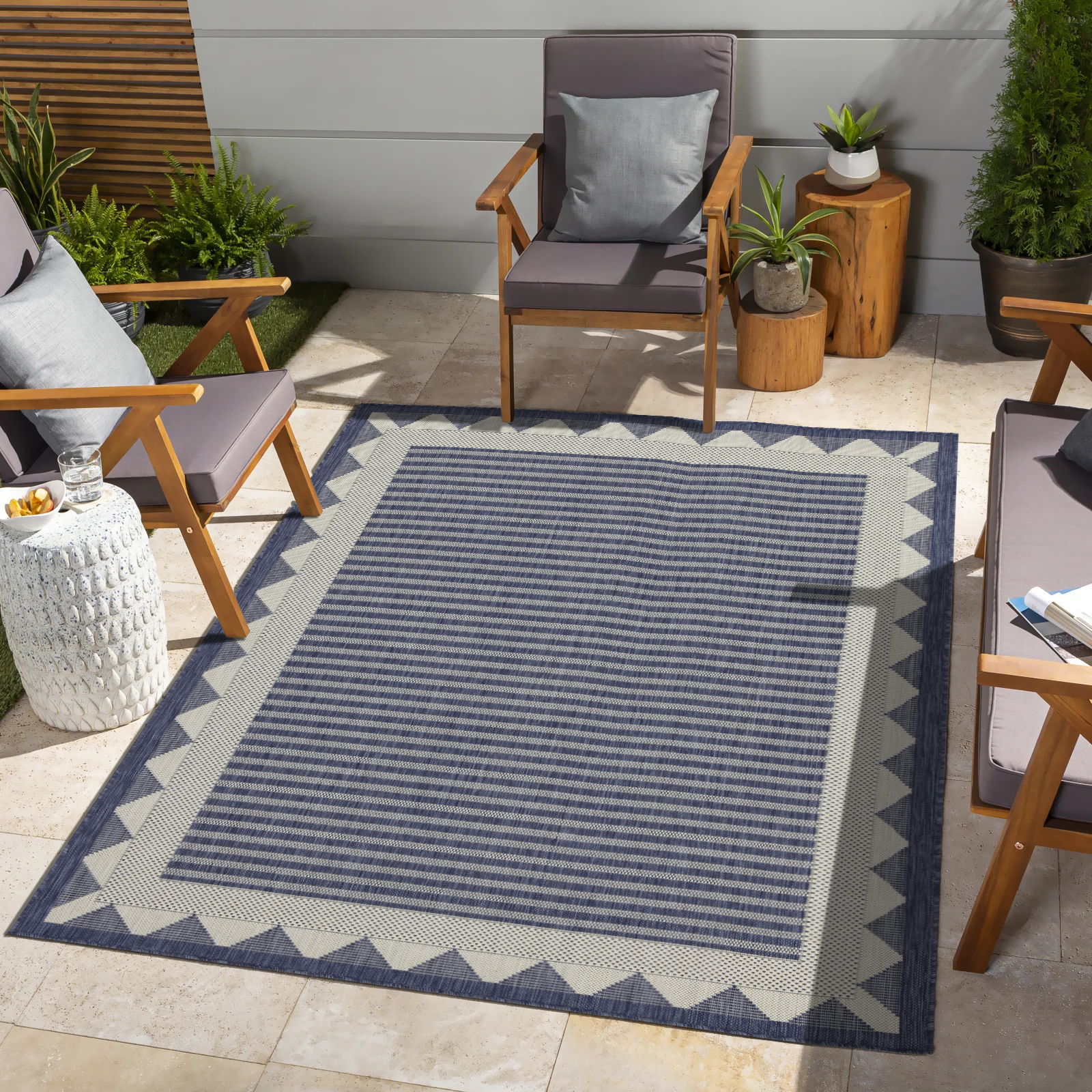 Sunshine - 5'3" X 7'3" Indoor, Outdoor Area Rug - Blue - Image 4