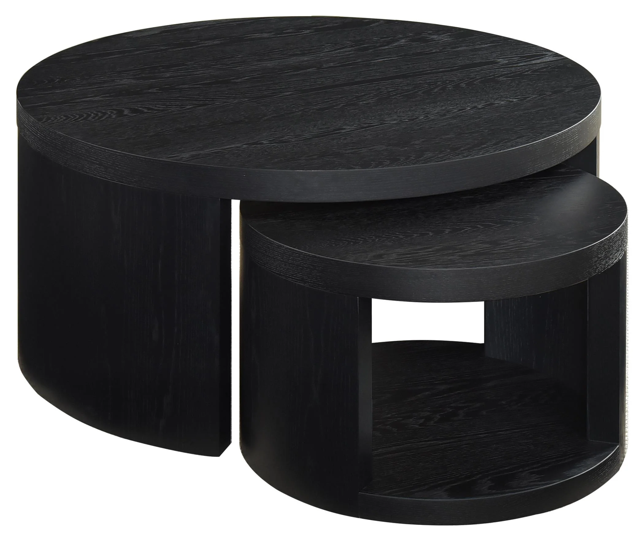 Sweeney 2-Piece Round Wood Nesting Table Set, Black