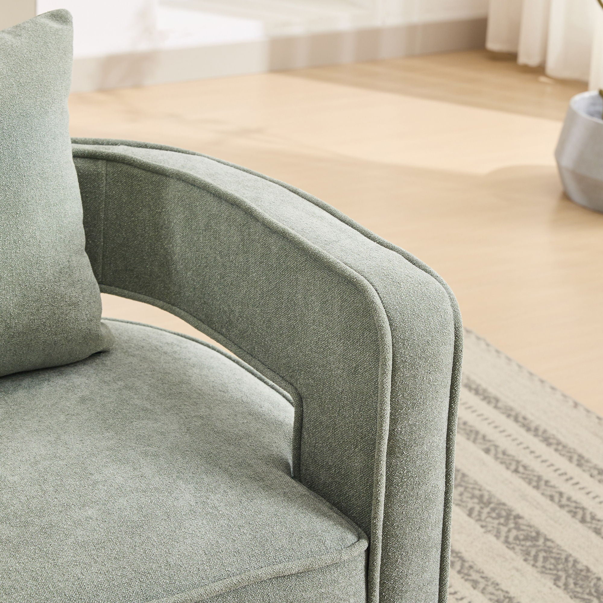 Swivel Accent Open Back Barrel Chair With Weathered Base - Image 14
