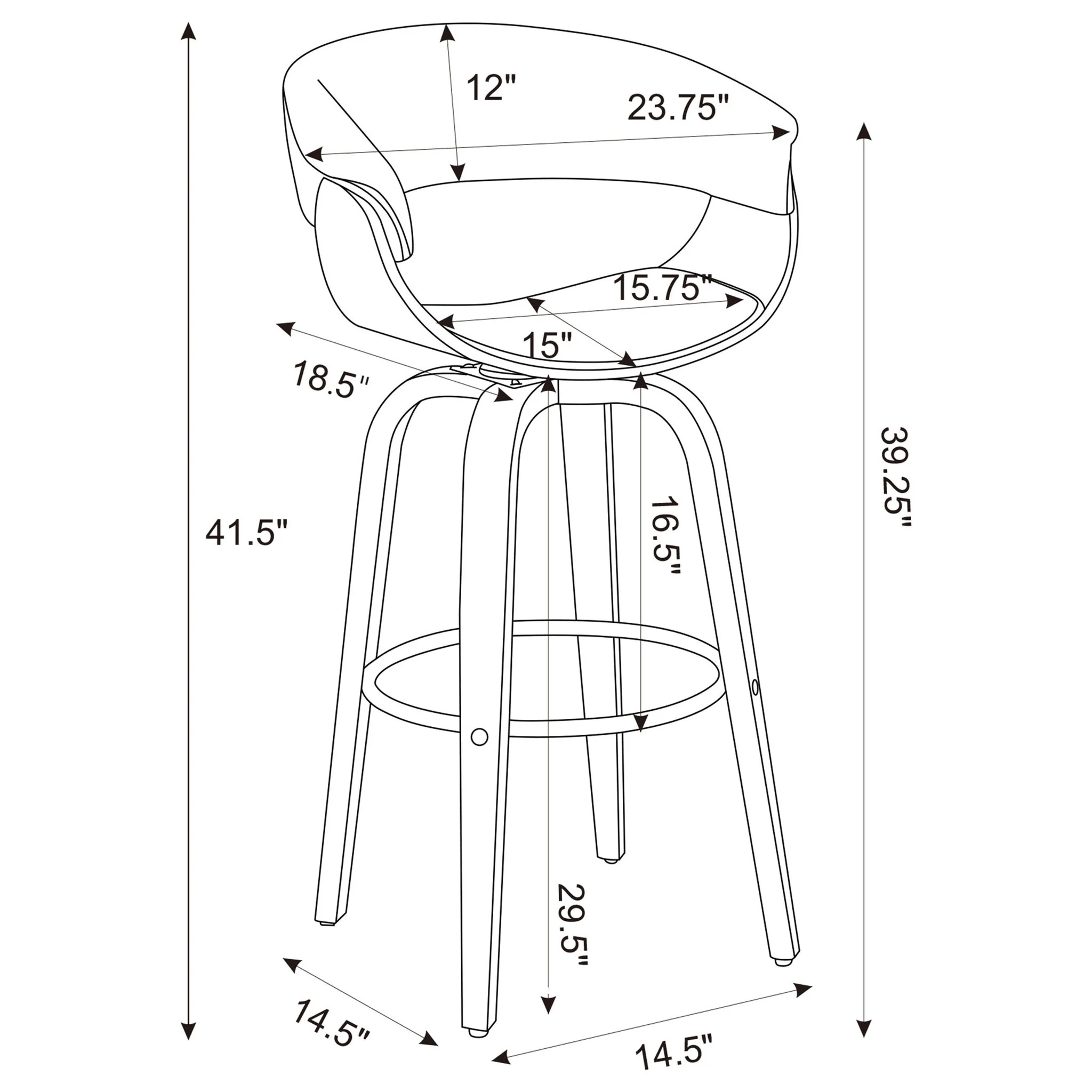 Swivel Bar Stool Elegant Design With Upholstery - Walnut - Image 7