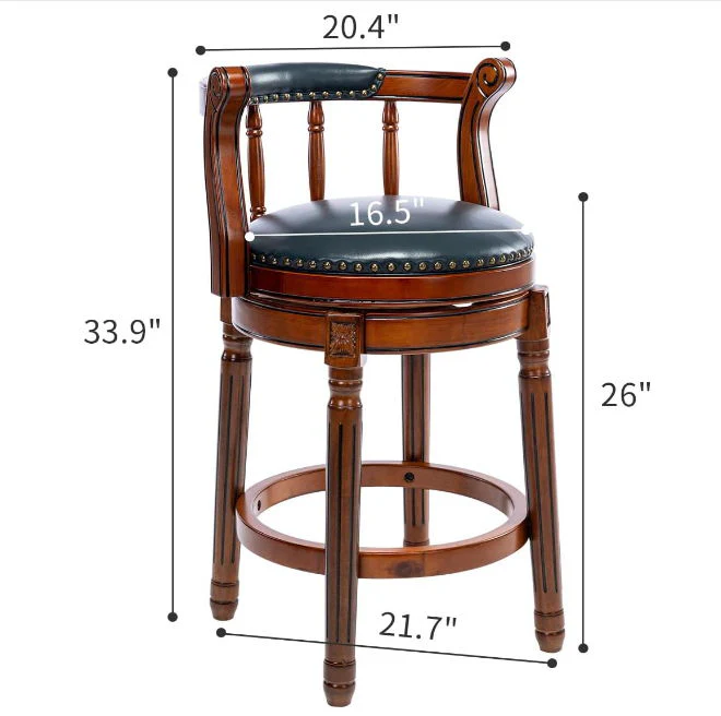 Swivel Cow Top Wooden Bar Stool, 360 Degree Swivel Bar Height Chair With Backs For Home Kitchen Counter - Image 11