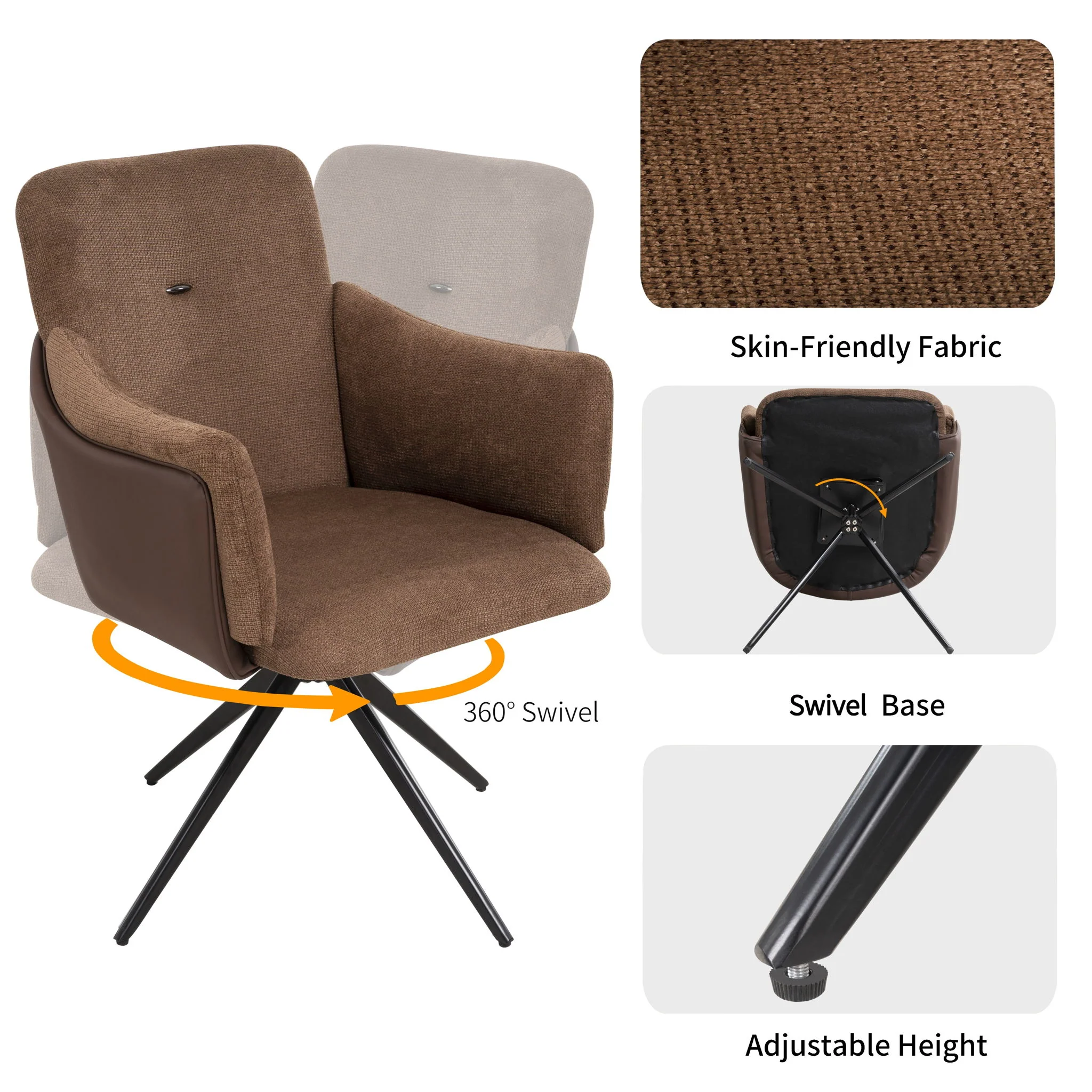 Swivel Home Office Desk Chairs With Arm (Set of 2) - Image 4