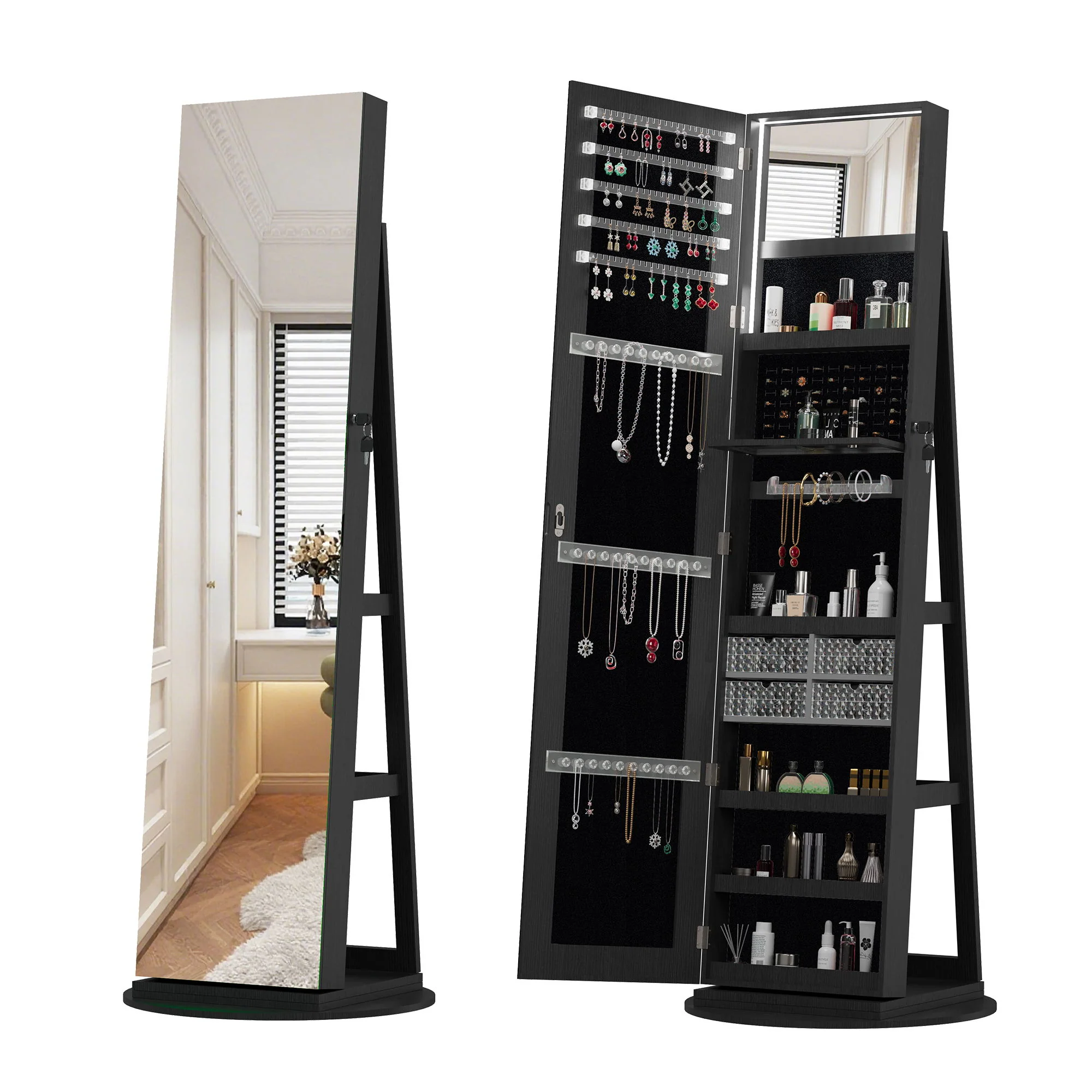 Swivel Jewelry Cabinet With Full Length Mirror - Image 7