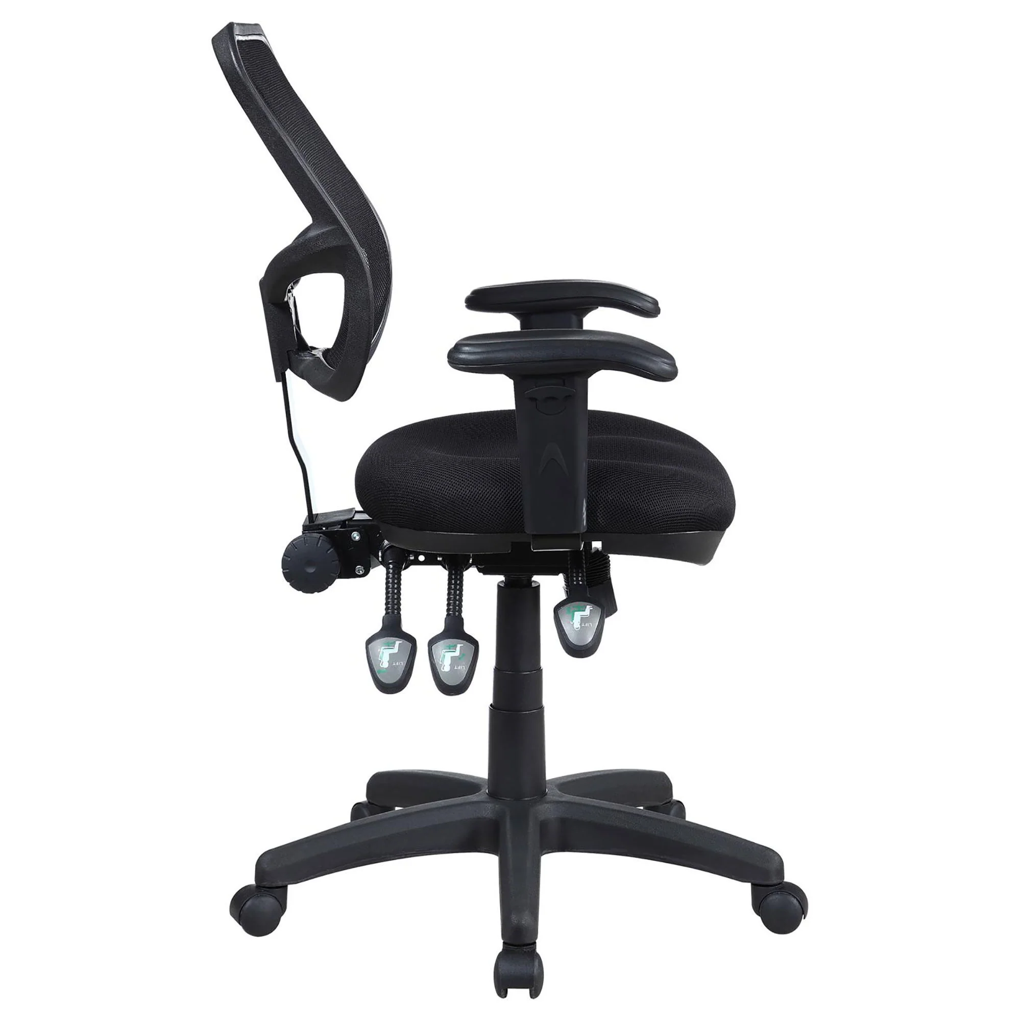 Swivel Office Chair Armrests Ergonomic Design, Adjustable Height And Tilt - Black - Image 4