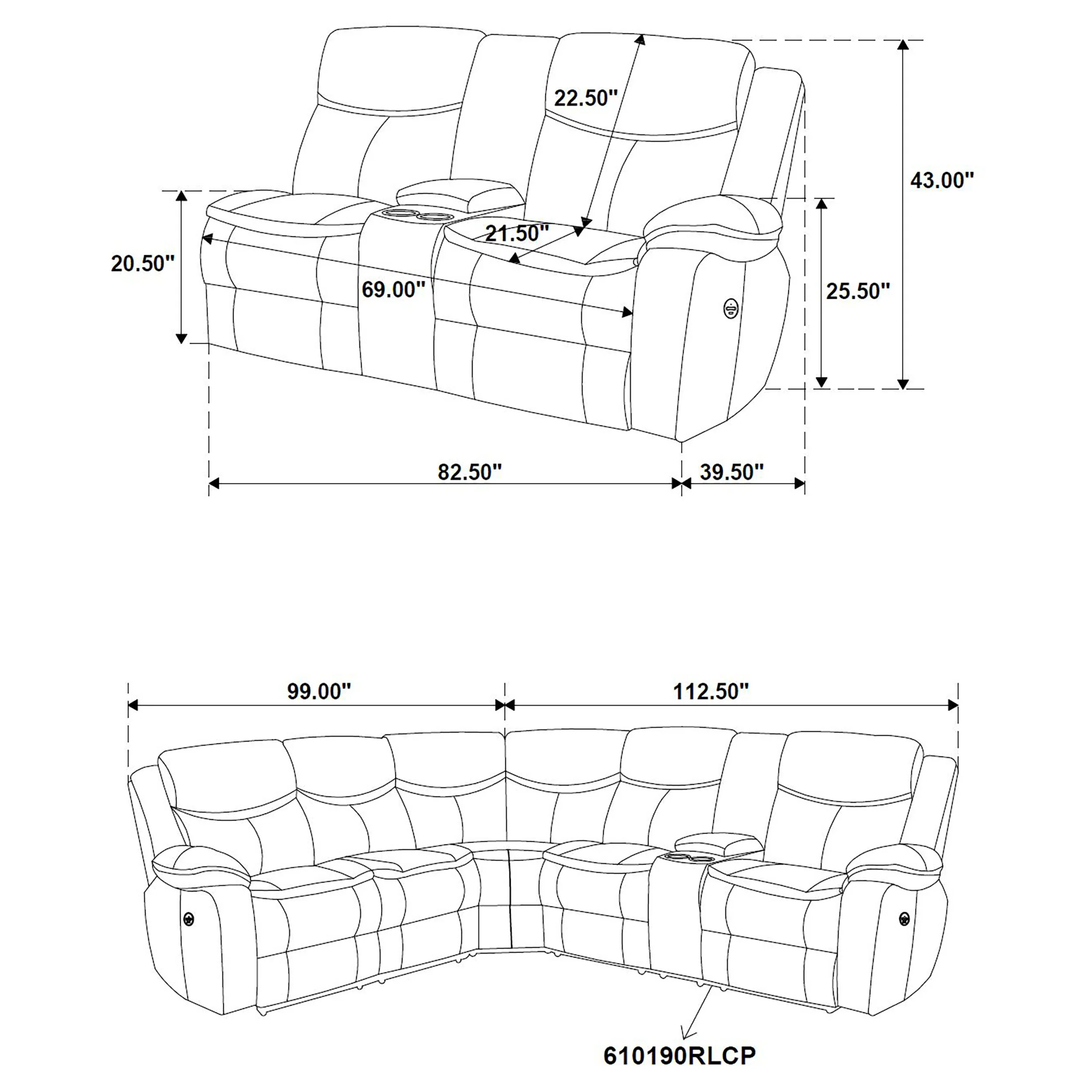 Sycamore Upholstered Power Reclining Sectional - Dark Brown - Image 14
