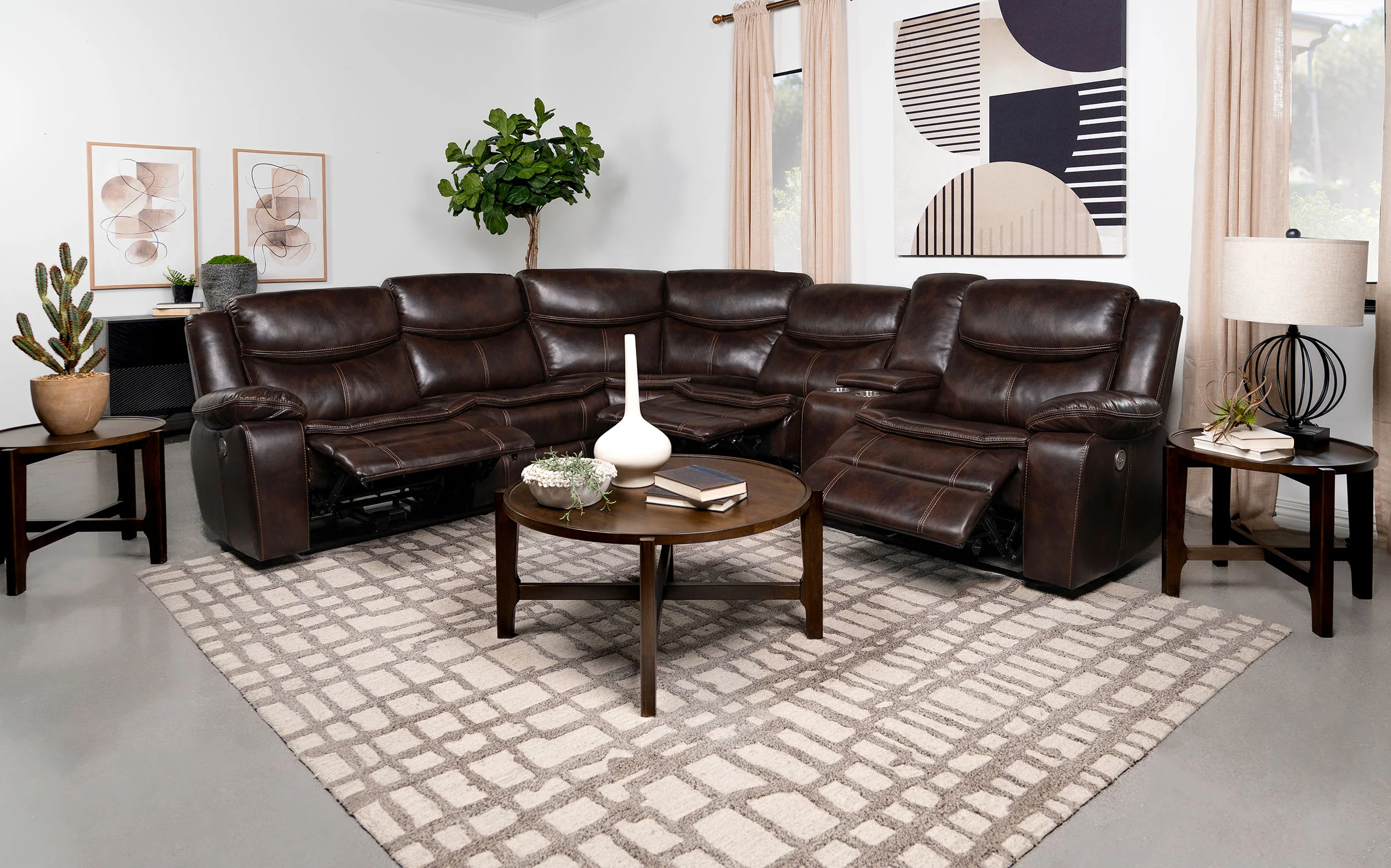 Sycamore Upholstered Power Reclining Sectional - Dark Brown - Image 3