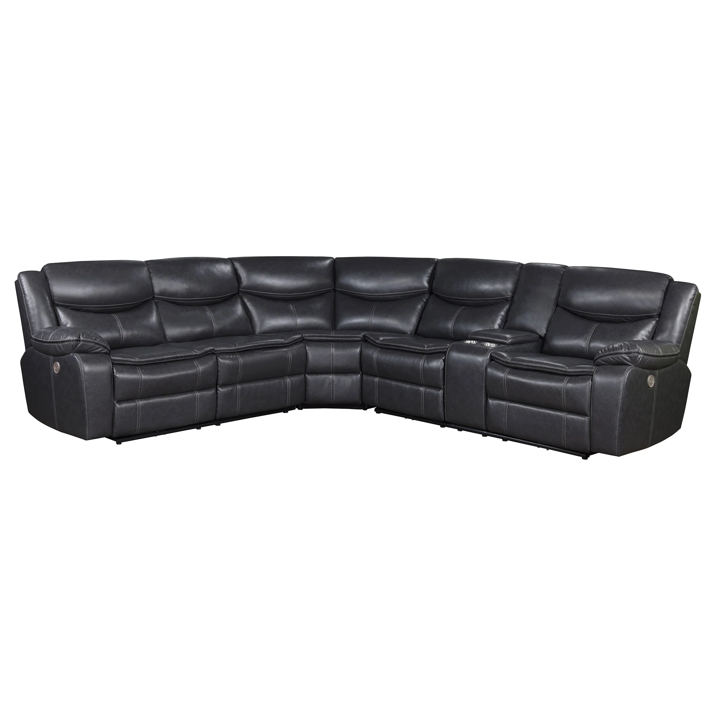 Sycamore Upholstered Power Reclining Sectional - Dark Grey